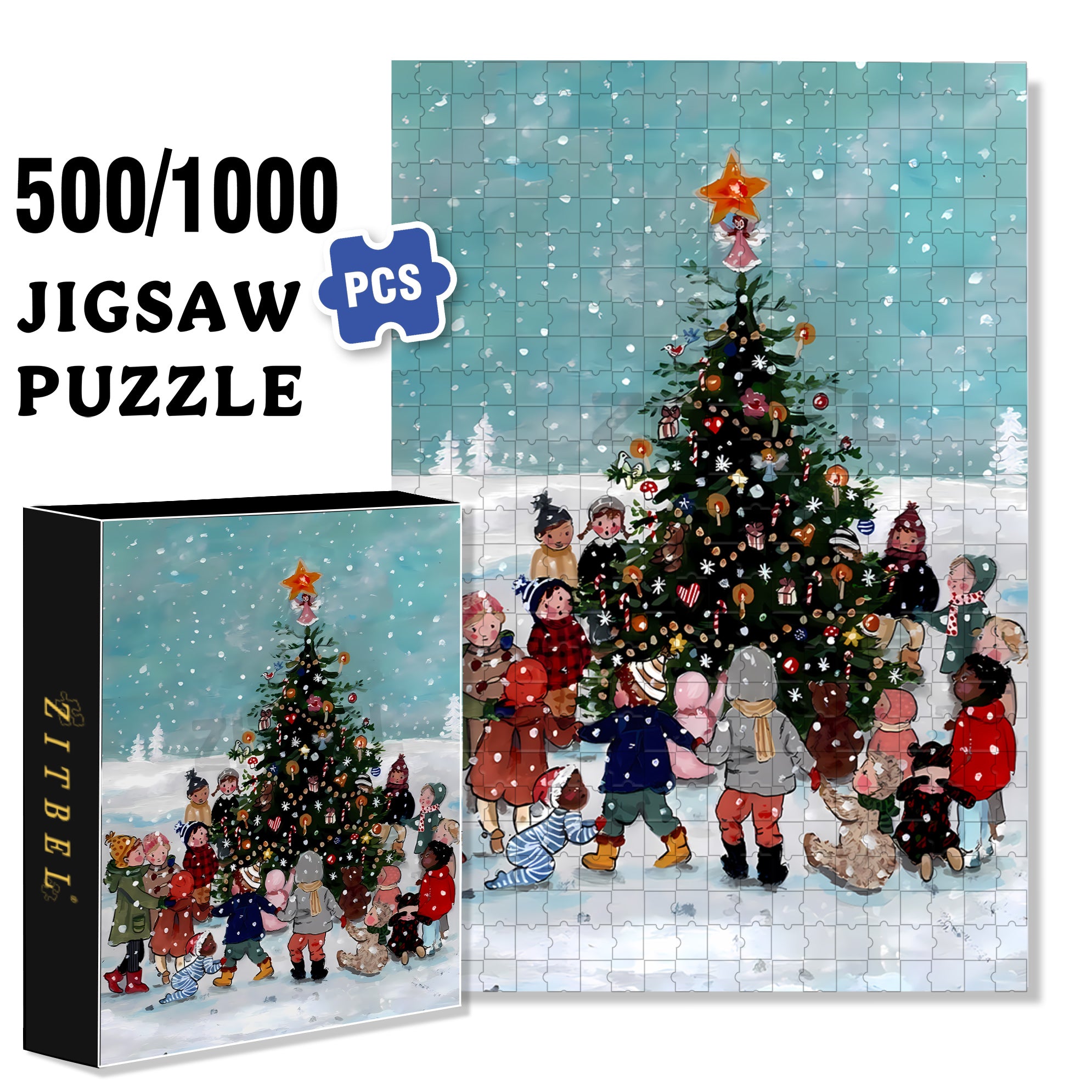 Onlookers 500pcs/1000pcs Jigsaw Puzzle, Scratch-Resistant, Interactive Family Game & Brain-Boosting DIY Decor, Perfect for Halloween, Christmas & New Year Gifts, Family Puzzle Game