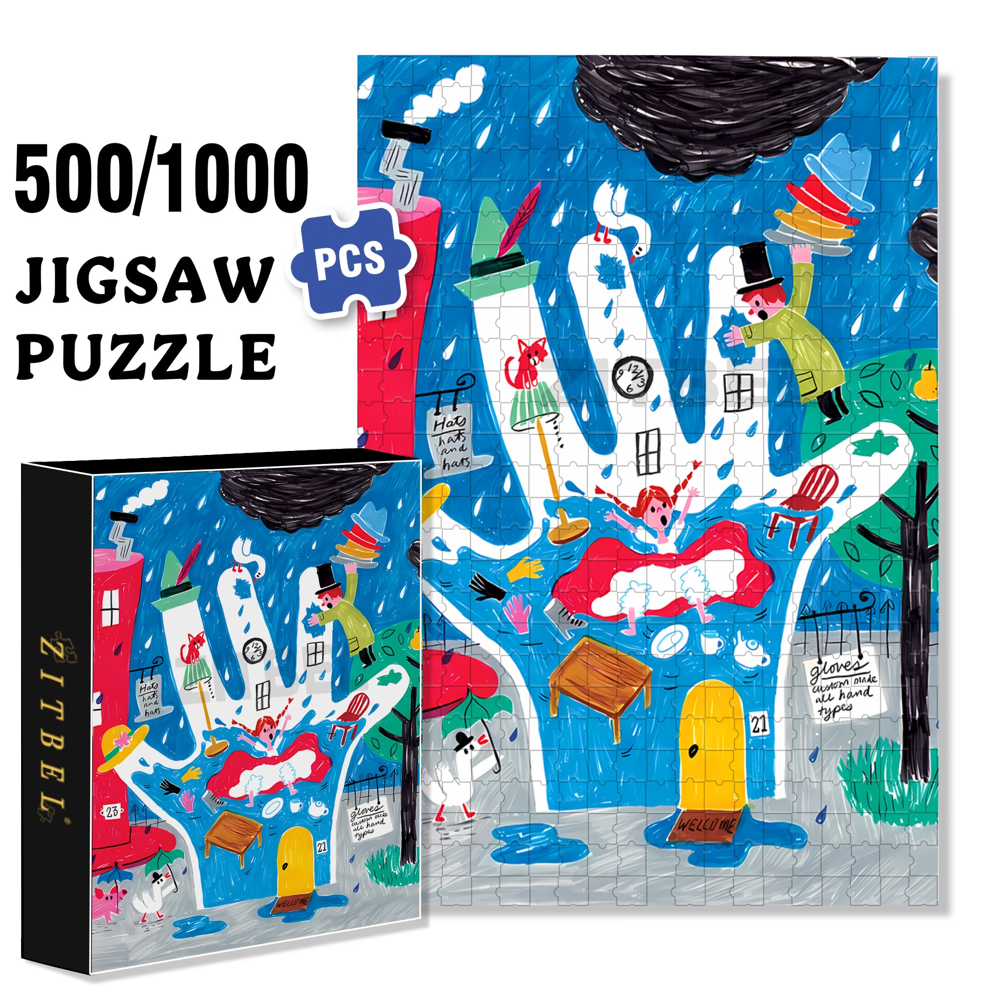 Oops! 500pcs/1000pcs Jigsaw Puzzle, Scratch-Resistant, Interactive Family Game & Brain-Boosting DIY Decor, Perfect for Halloween, Christmas & New Year Gifts, Family Puzzle Game
