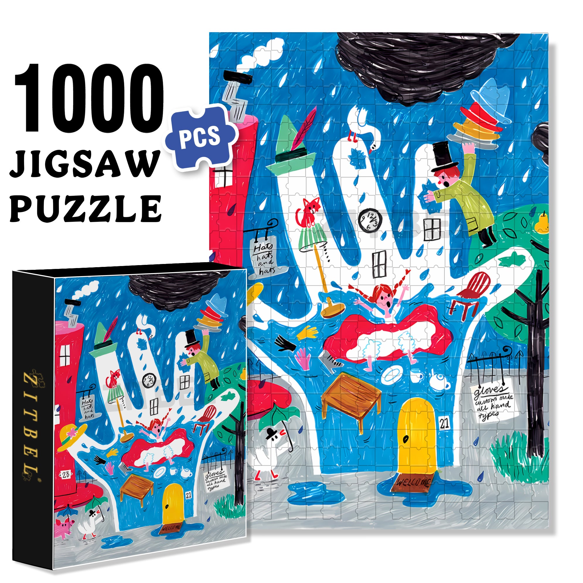 Oops! 500pcs/1000pcs Jigsaw Puzzle, Scratch-Resistant, Interactive Family Game & Brain-Boosting DIY Decor, Perfect for Halloween, Christmas & New Year Gifts, Family Puzzle Game