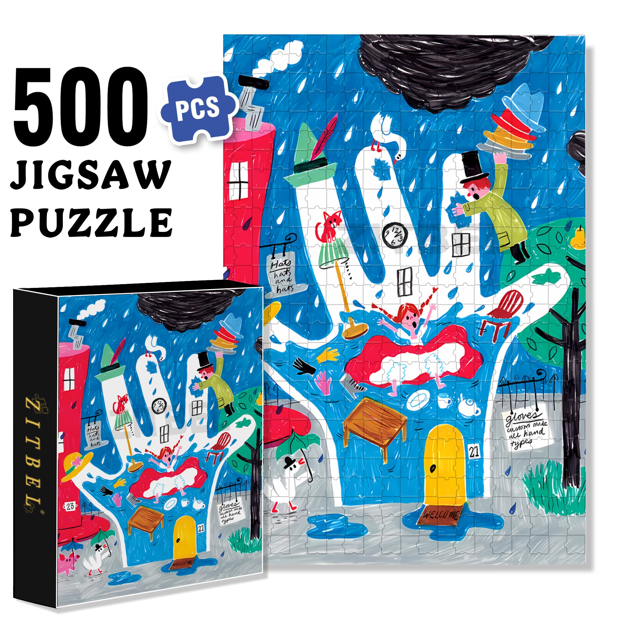 Oops! 500pcs/1000pcs Jigsaw Puzzle, Scratch-Resistant, Interactive Family Game & Brain-Boosting DIY Decor, Perfect for Halloween, Christmas & New Year Gifts, Family Puzzle Game