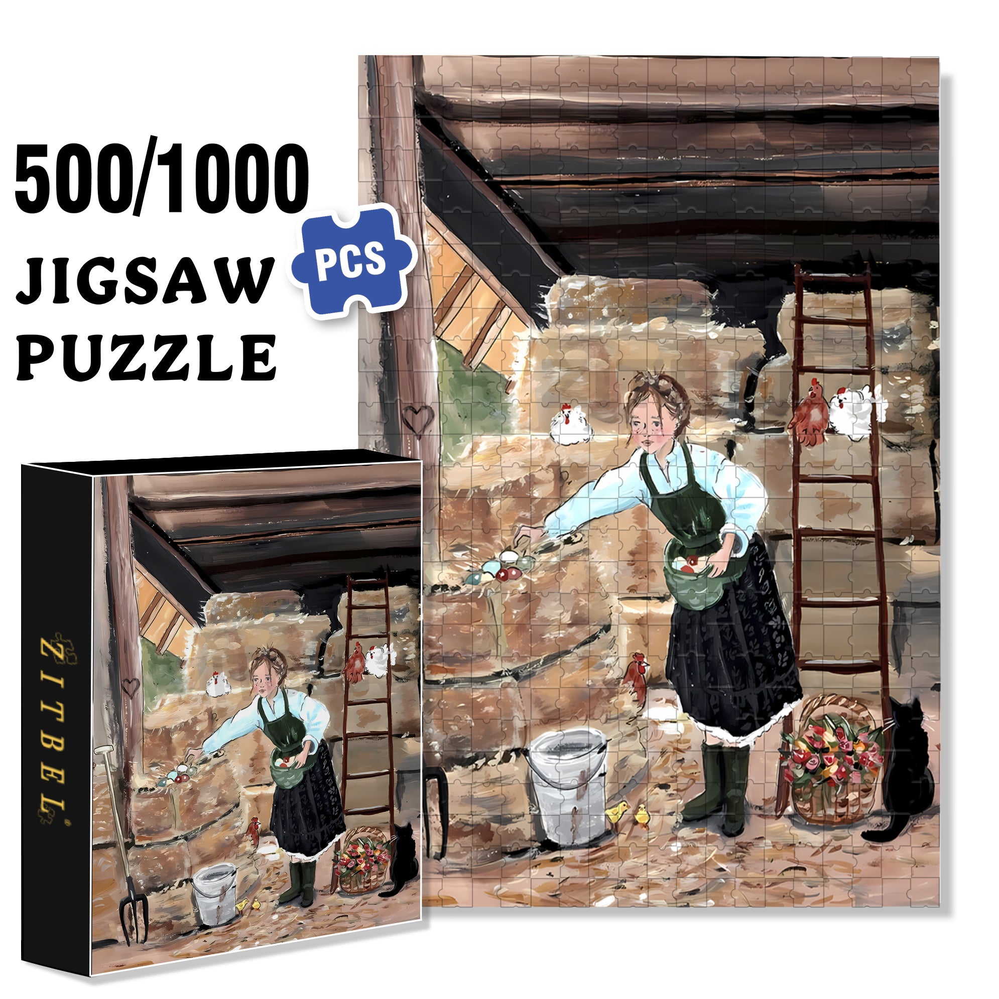Pearl 500pcs/1000pcs Jigsaw Puzzle, Scratch-Resistant, Interactive Family Game & Brain-Boosting DIY Decor, Perfect for Halloween, Christmas & New Year Gifts, Family Puzzle Game