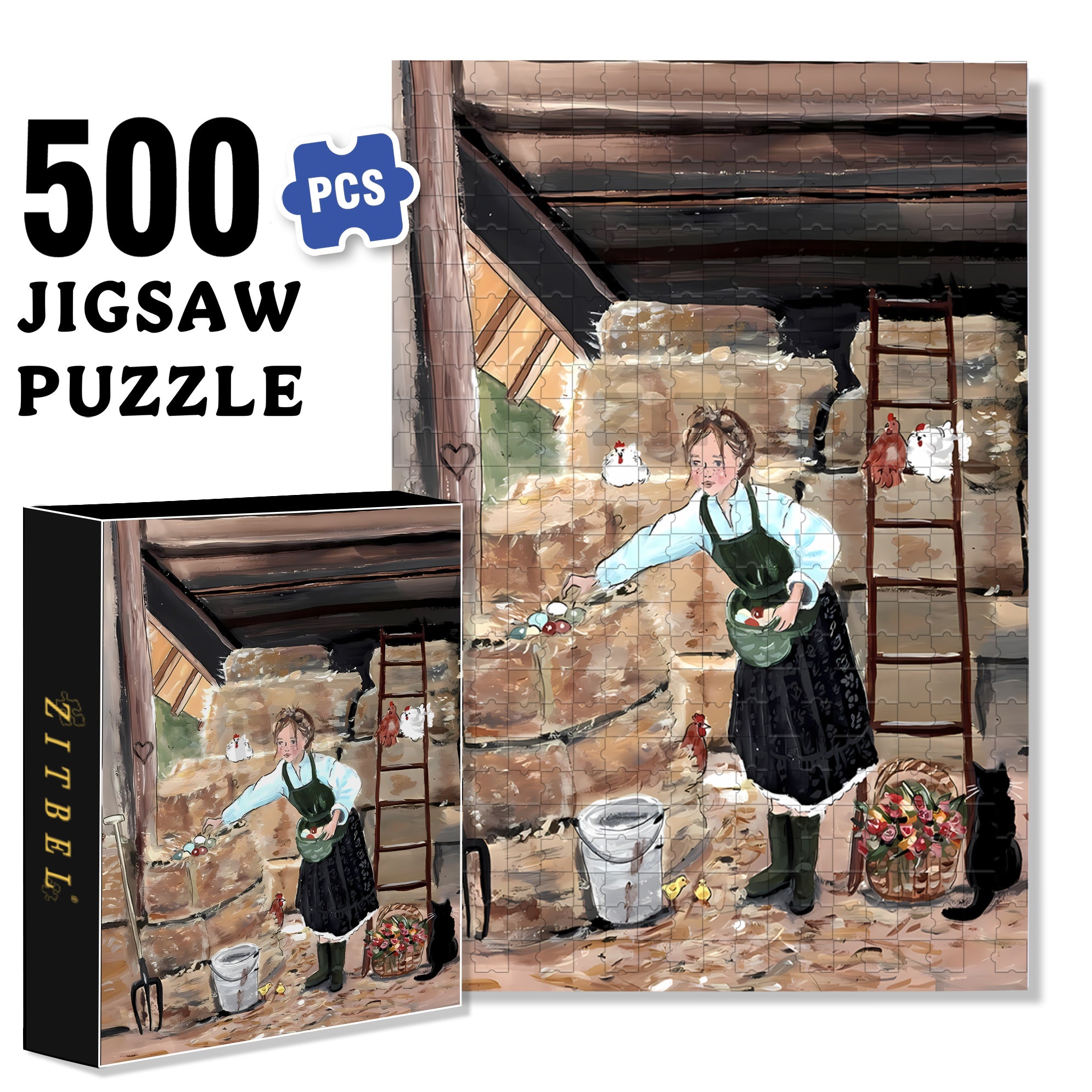 Pearl 500pcs/1000pcs Jigsaw Puzzle, Scratch-Resistant, Interactive Family Game & Brain-Boosting DIY Decor, Perfect for Halloween, Christmas & New Year Gifts, Family Puzzle Game