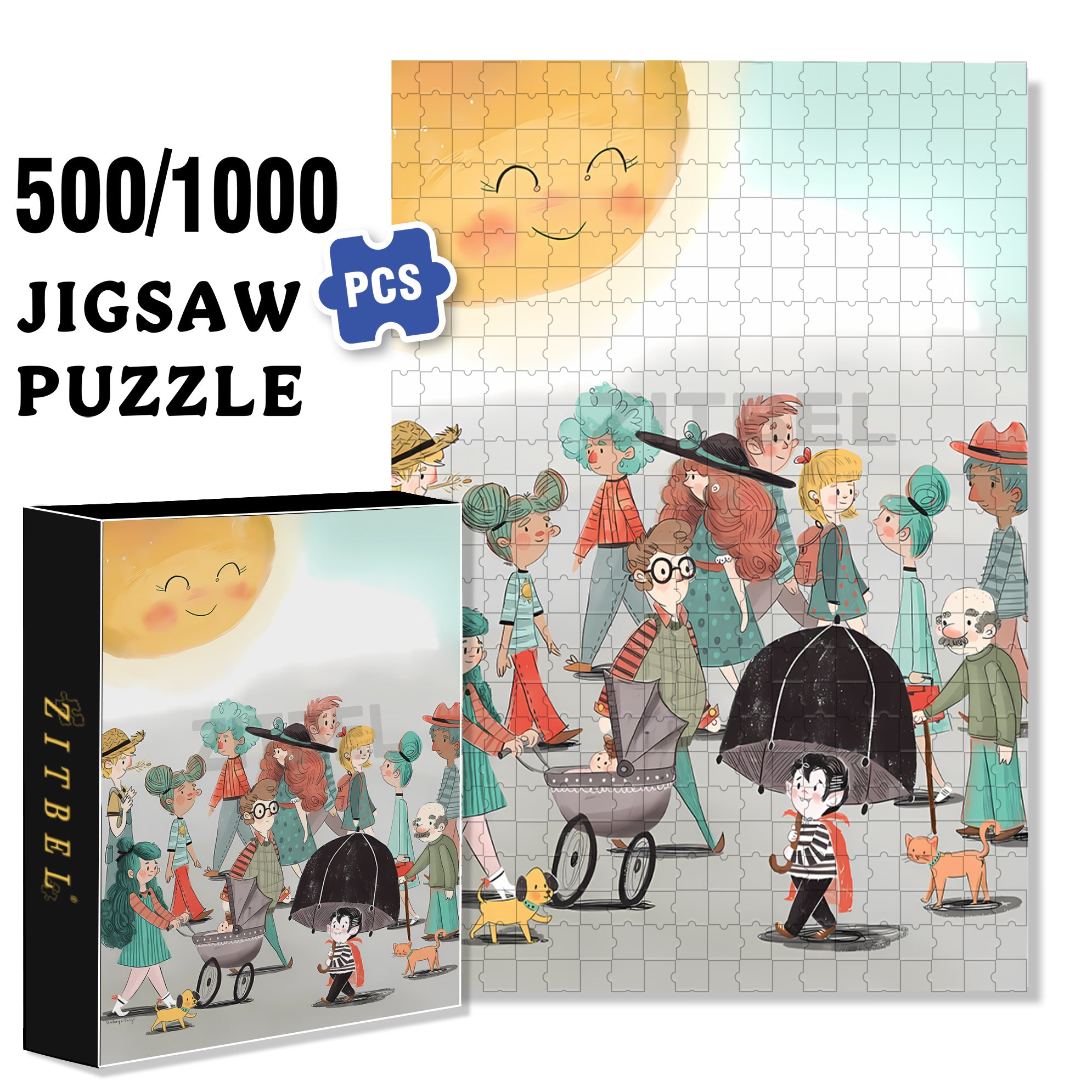 People Coming And Going 500pcs/1000pcs Jigsaw Puzzle, Scratch-Resistant, Interactive Family Game & Brain-Boosting DIY Decor, Perfect for Halloween, Christmas & New Year Gifts, Family Puzzle Game