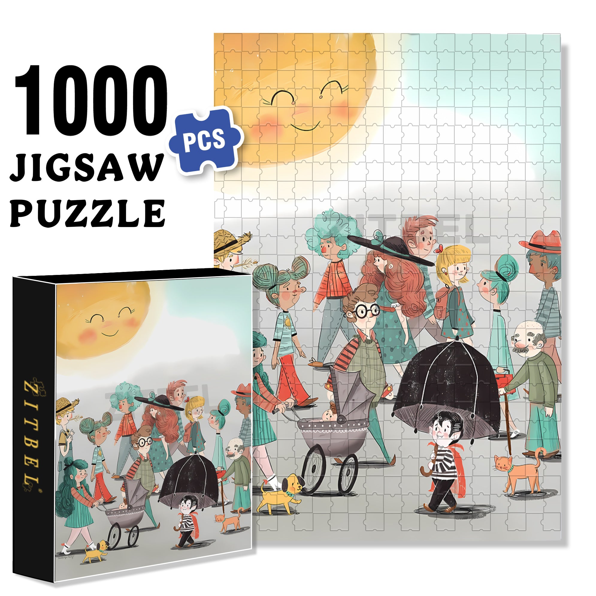 People Coming And Going 500pcs/1000pcs Jigsaw Puzzle, Scratch-Resistant, Interactive Family Game & Brain-Boosting DIY Decor, Perfect for Halloween, Christmas & New Year Gifts, Family Puzzle Game