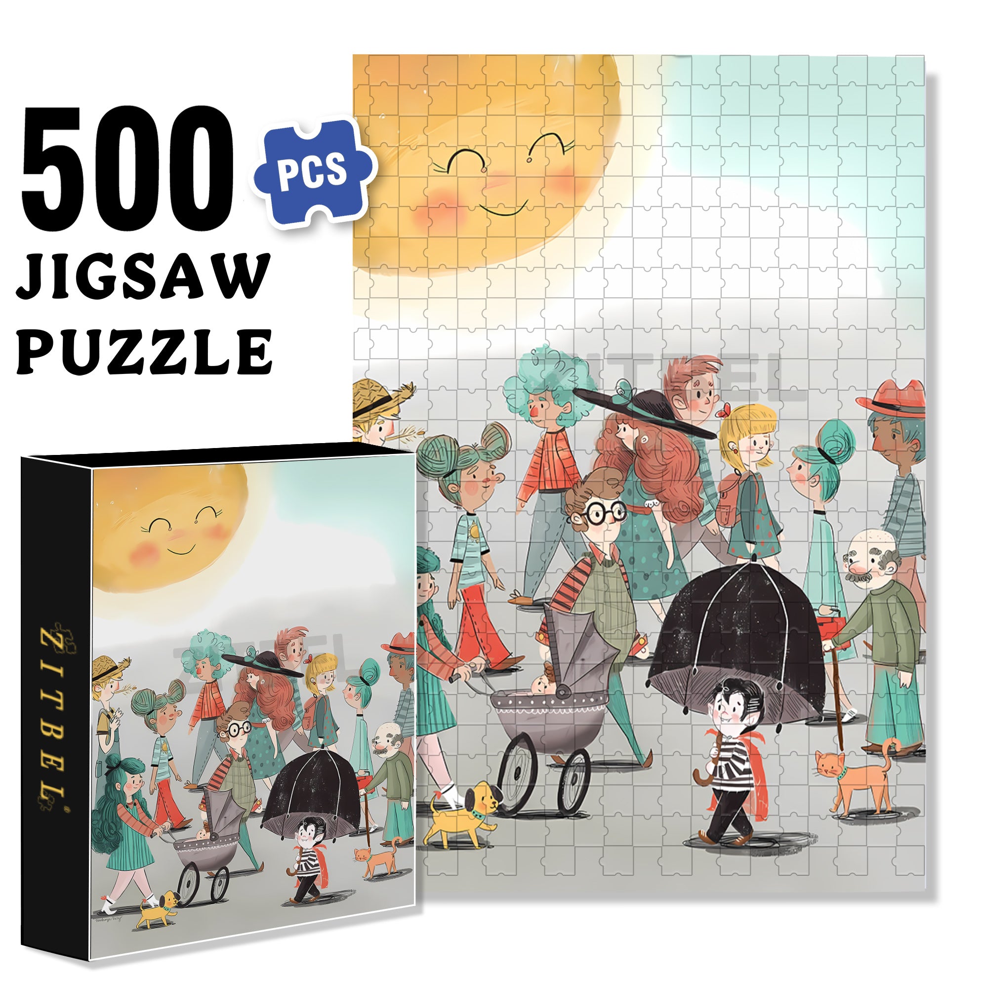 People Coming And Going 500pcs/1000pcs Jigsaw Puzzle, Scratch-Resistant, Interactive Family Game & Brain-Boosting DIY Decor, Perfect for Halloween, Christmas & New Year Gifts, Family Puzzle Game