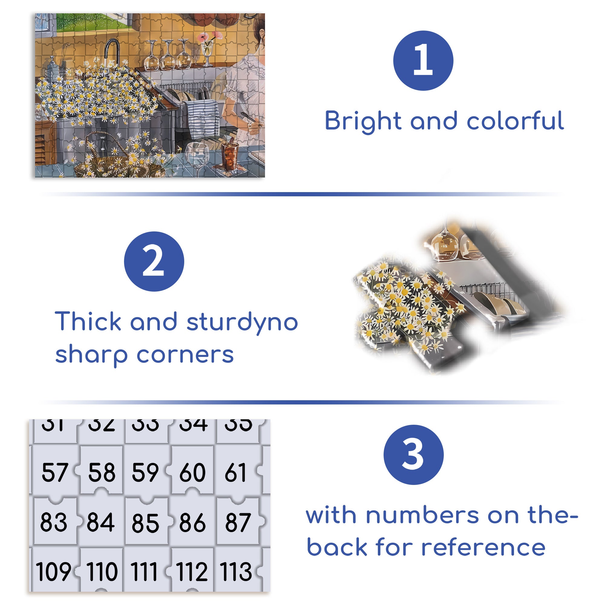 Picking Daisies 500pcs/1000pcs Jigsaw Puzzle, Scratch-Resistant, Interactive Family Game & Brain-Boosting DIY Decor, Perfect for Halloween, Christmas & New Year Gifts, Family Puzzle Game