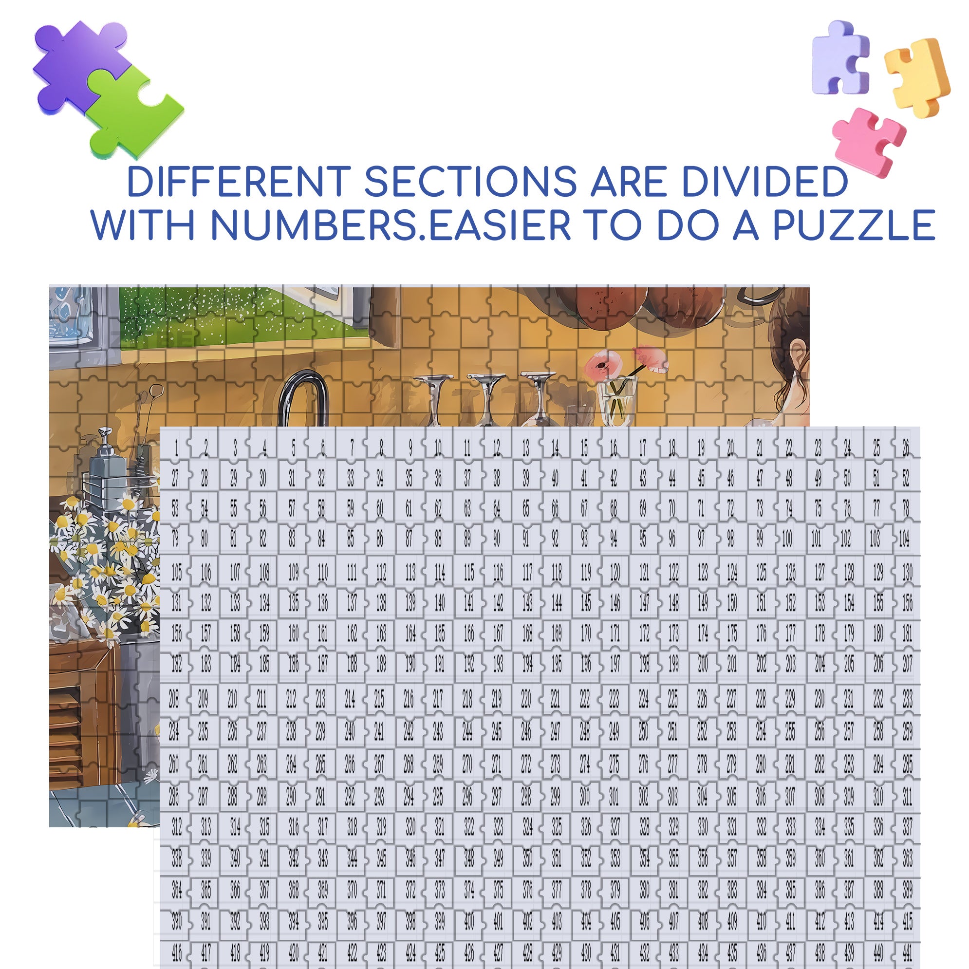 Picking Daisies 500pcs/1000pcs Jigsaw Puzzle, Scratch-Resistant, Interactive Family Game & Brain-Boosting DIY Decor, Perfect for Halloween, Christmas & New Year Gifts, Family Puzzle Game
