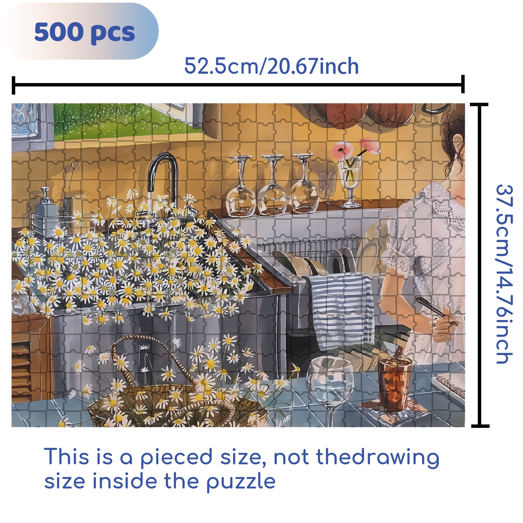 Picking Daisies 500pcs/1000pcs Jigsaw Puzzle, Scratch-Resistant, Interactive Family Game & Brain-Boosting DIY Decor, Perfect for Halloween, Christmas & New Year Gifts, Family Puzzle Game