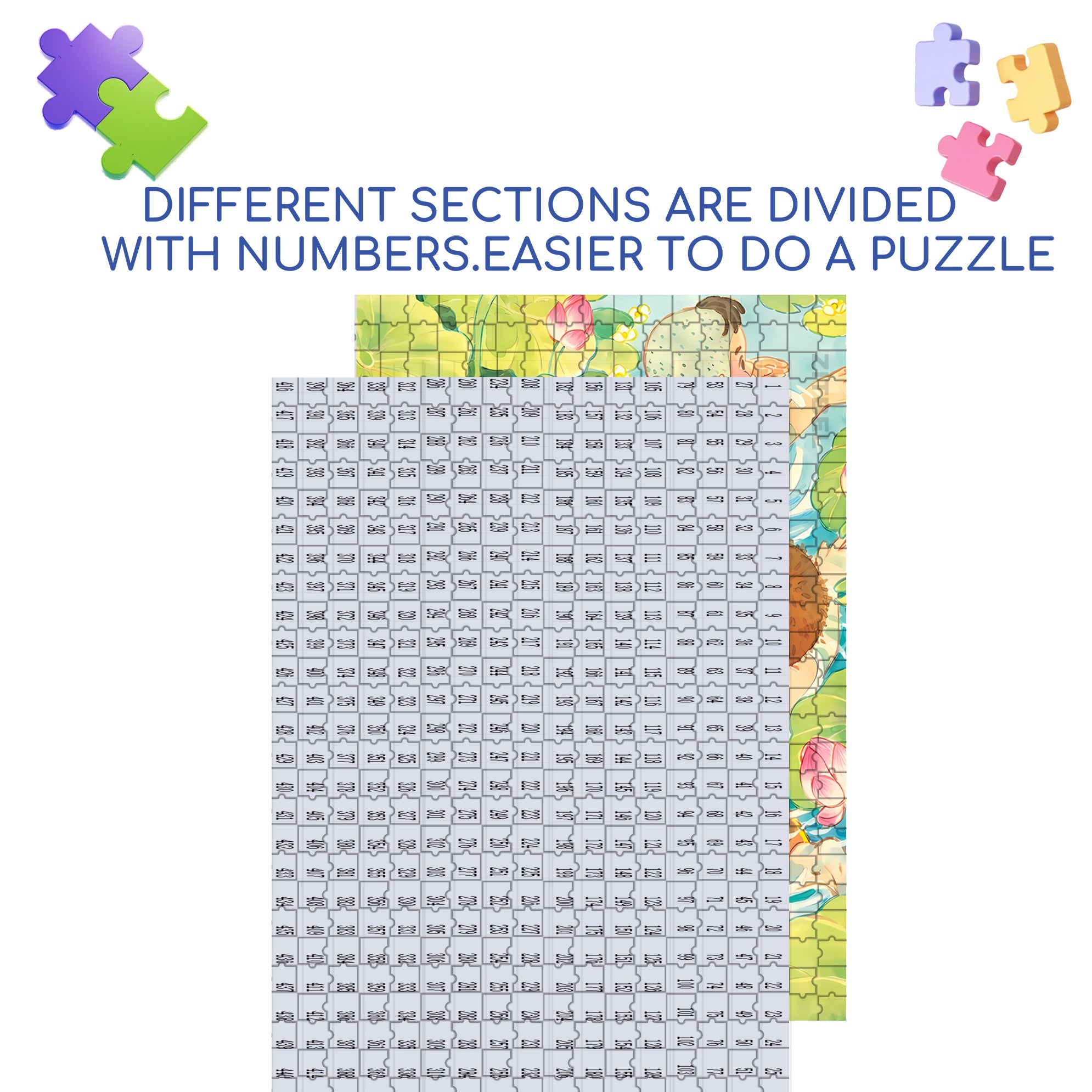 Picking Lotus Seeds 500pcs/1000pcs Jigsaw Puzzle, Scratch-Resistant, Interactive Family Game & Brain-Boosting DIY Decor, Perfect for Halloween, Christmas & New Year Gifts, Family Puzzle Game