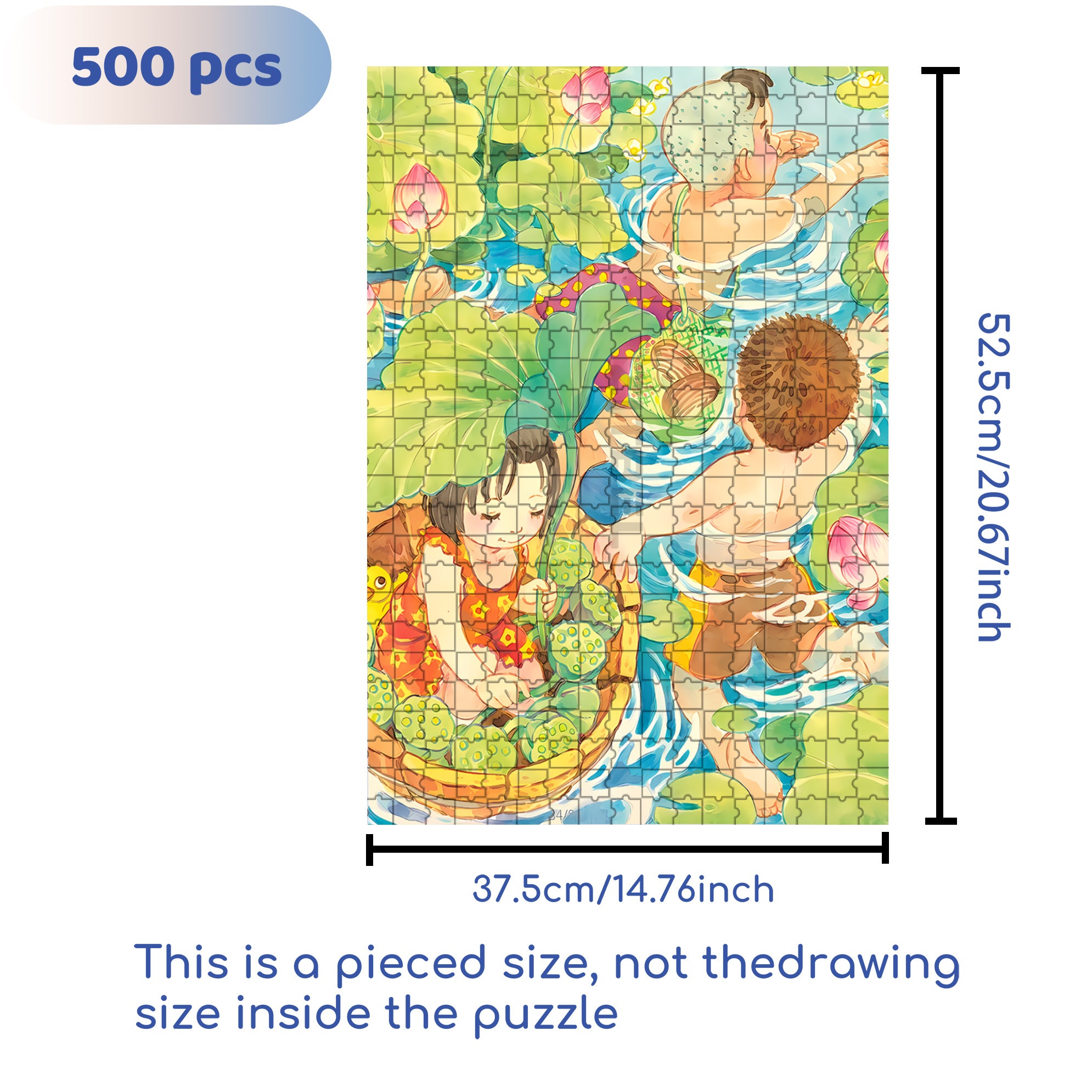 Picking Lotus Seeds 500pcs/1000pcs Jigsaw Puzzle, Scratch-Resistant, Interactive Family Game & Brain-Boosting DIY Decor, Perfect for Halloween, Christmas & New Year Gifts, Family Puzzle Game