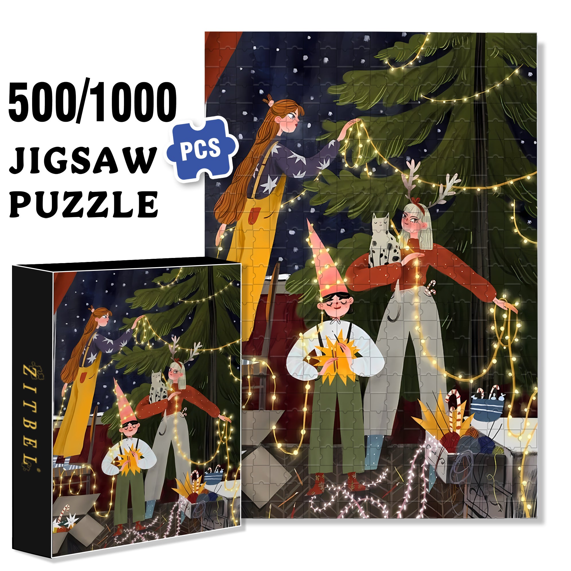 Preparations Before Christmas 500pcs/1000pcs Jigsaw Puzzle, Scratch-Resistant, Interactive Family Game & Brain-Boosting DIY Decor, Perfect for Halloween, Christmas & New Year Gifts, Family Puzzle Game