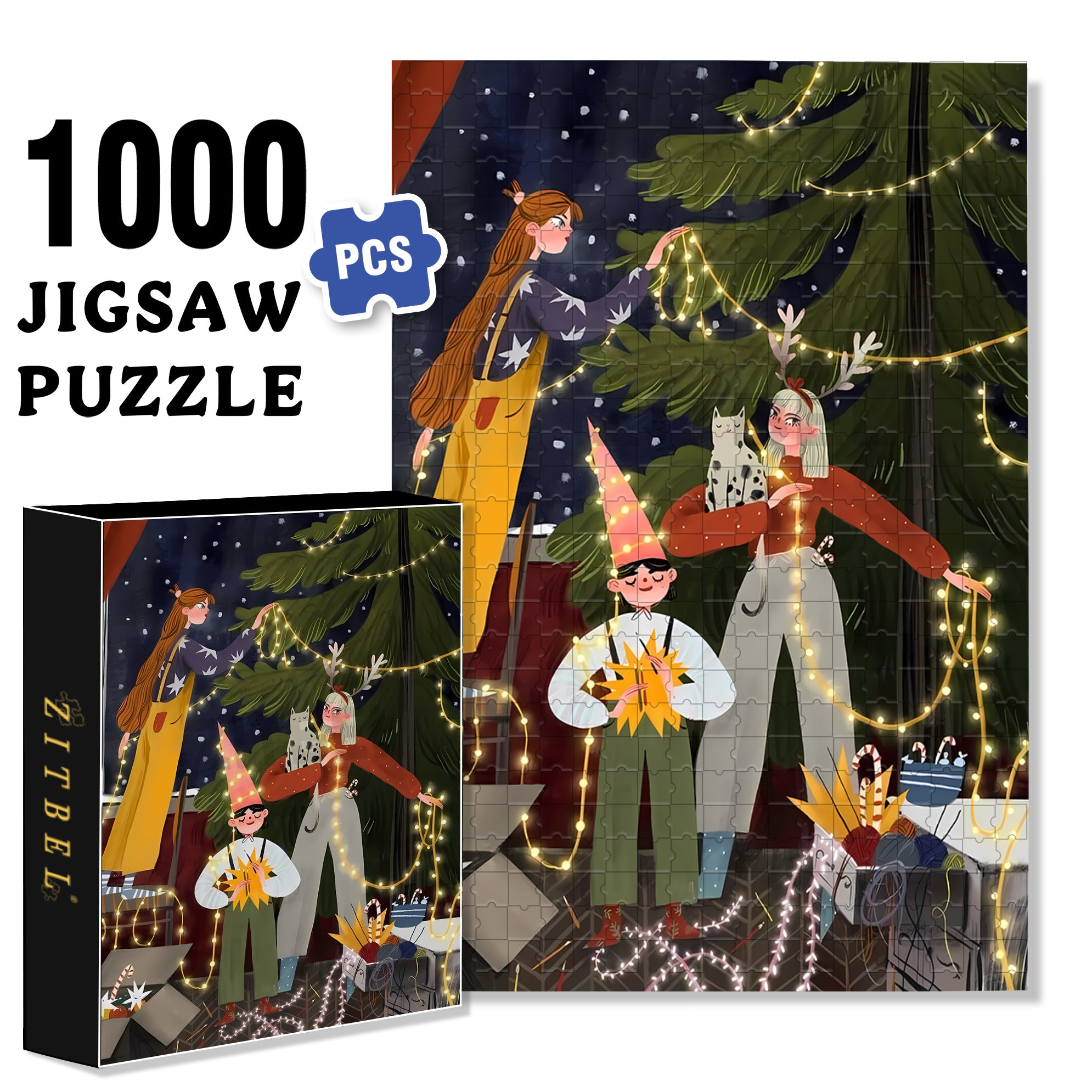 Preparations Before Christmas 500pcs/1000pcs Jigsaw Puzzle, Scratch-Resistant, Interactive Family Game & Brain-Boosting DIY Decor, Perfect for Halloween, Christmas & New Year Gifts, Family Puzzle Game
