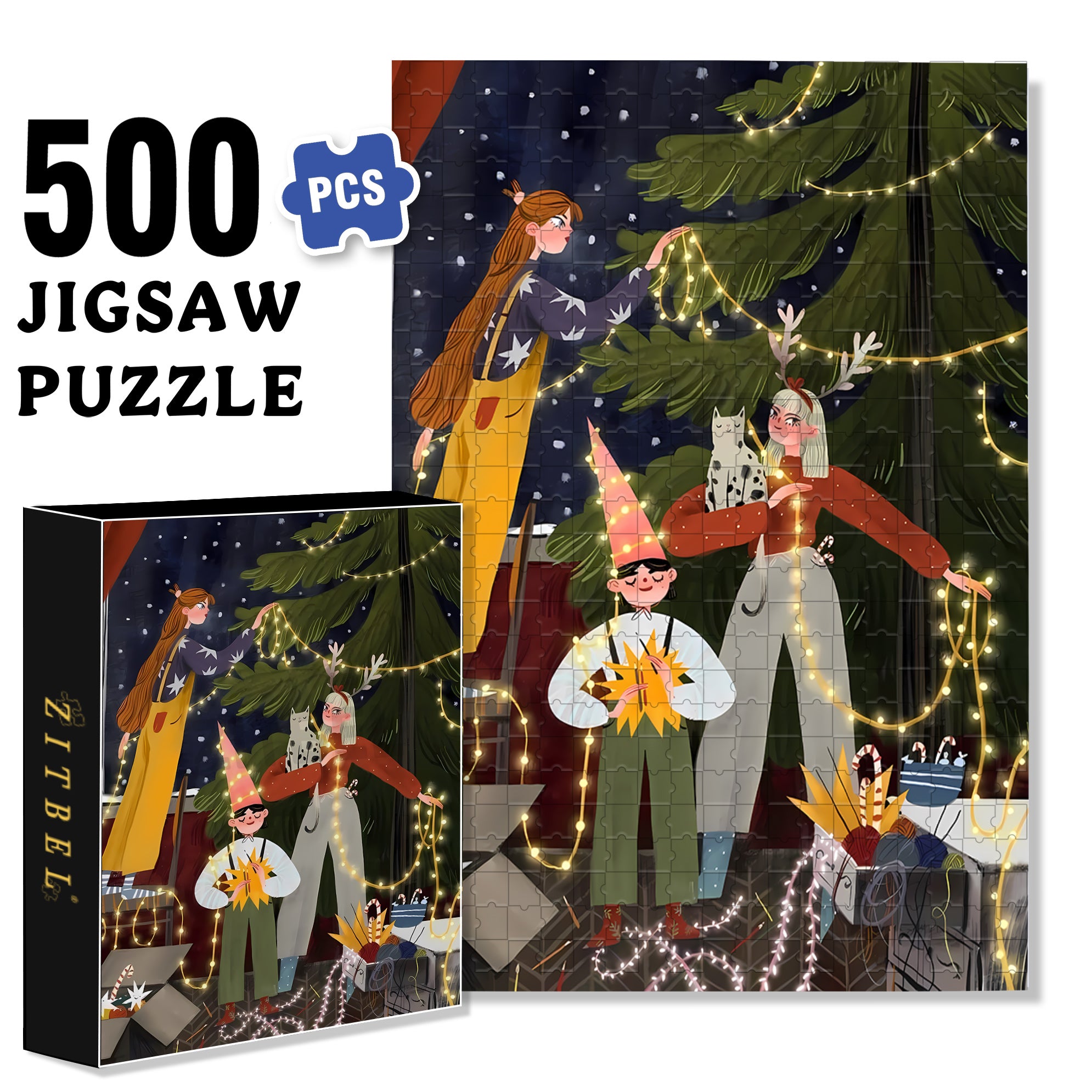 Preparations Before Christmas 500pcs/1000pcs Jigsaw Puzzle, Scratch-Resistant, Interactive Family Game & Brain-Boosting DIY Decor, Perfect for Halloween, Christmas & New Year Gifts, Family Puzzle Game