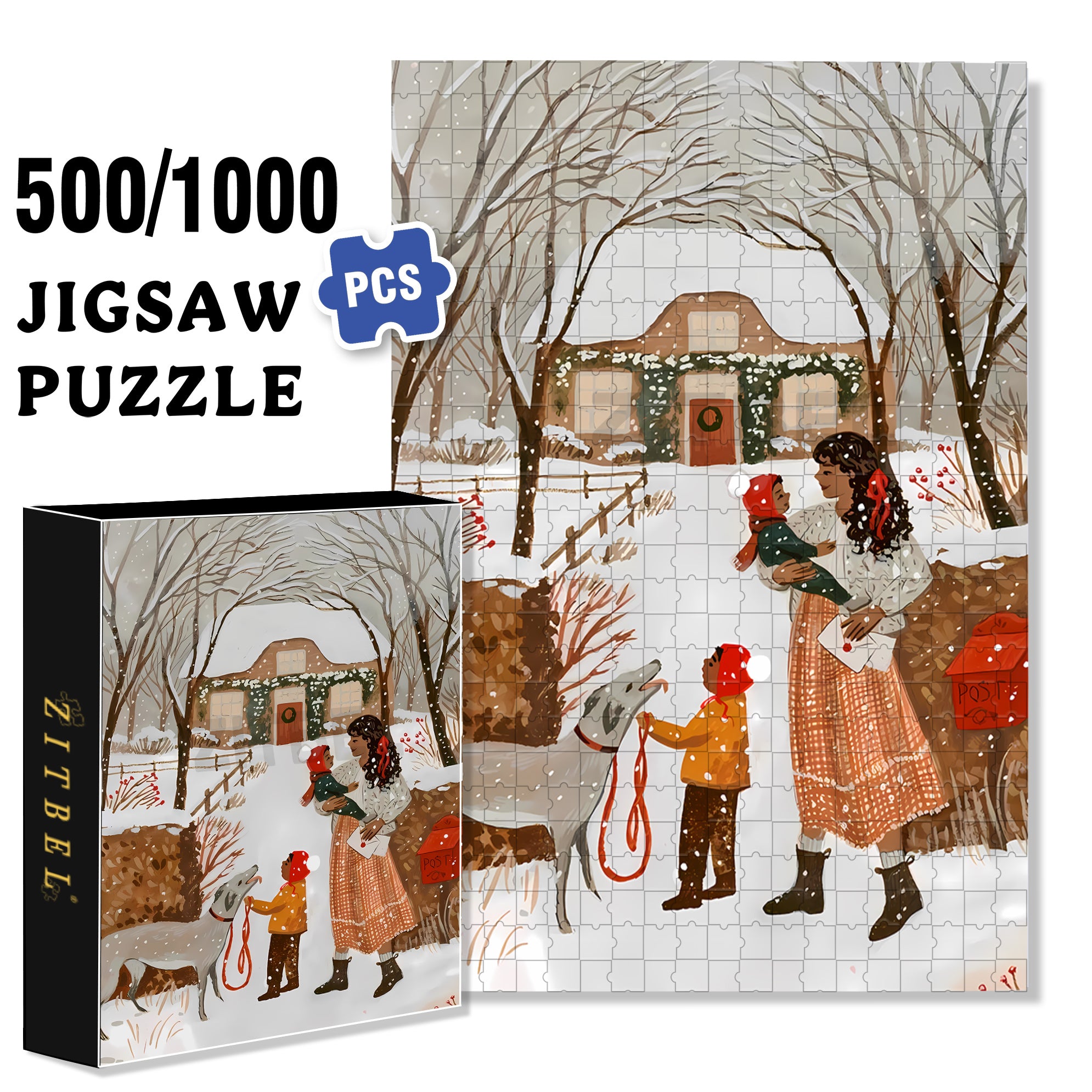 Receive Mail 500pcs/1000pcs Jigsaw Puzzle, Scratch-Resistant, Interactive Family Game & Brain-Boosting DIY Decor, Perfect for Halloween, Christmas & New Year Gifts, Family Puzzle Game