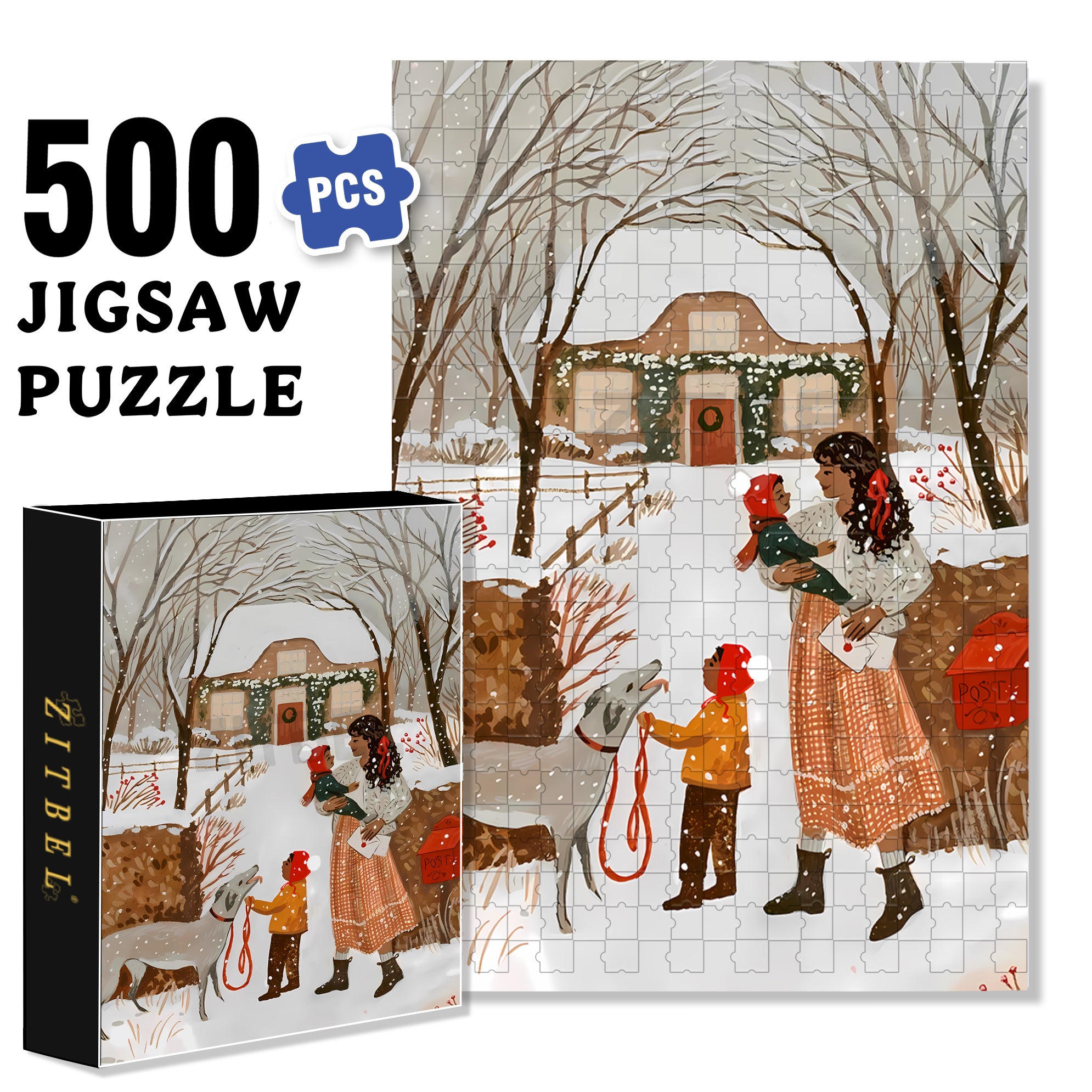 Receive Mail 500pcs/1000pcs Jigsaw Puzzle, Scratch-Resistant, Interactive Family Game & Brain-Boosting DIY Decor, Perfect for Halloween, Christmas & New Year Gifts, Family Puzzle Game
