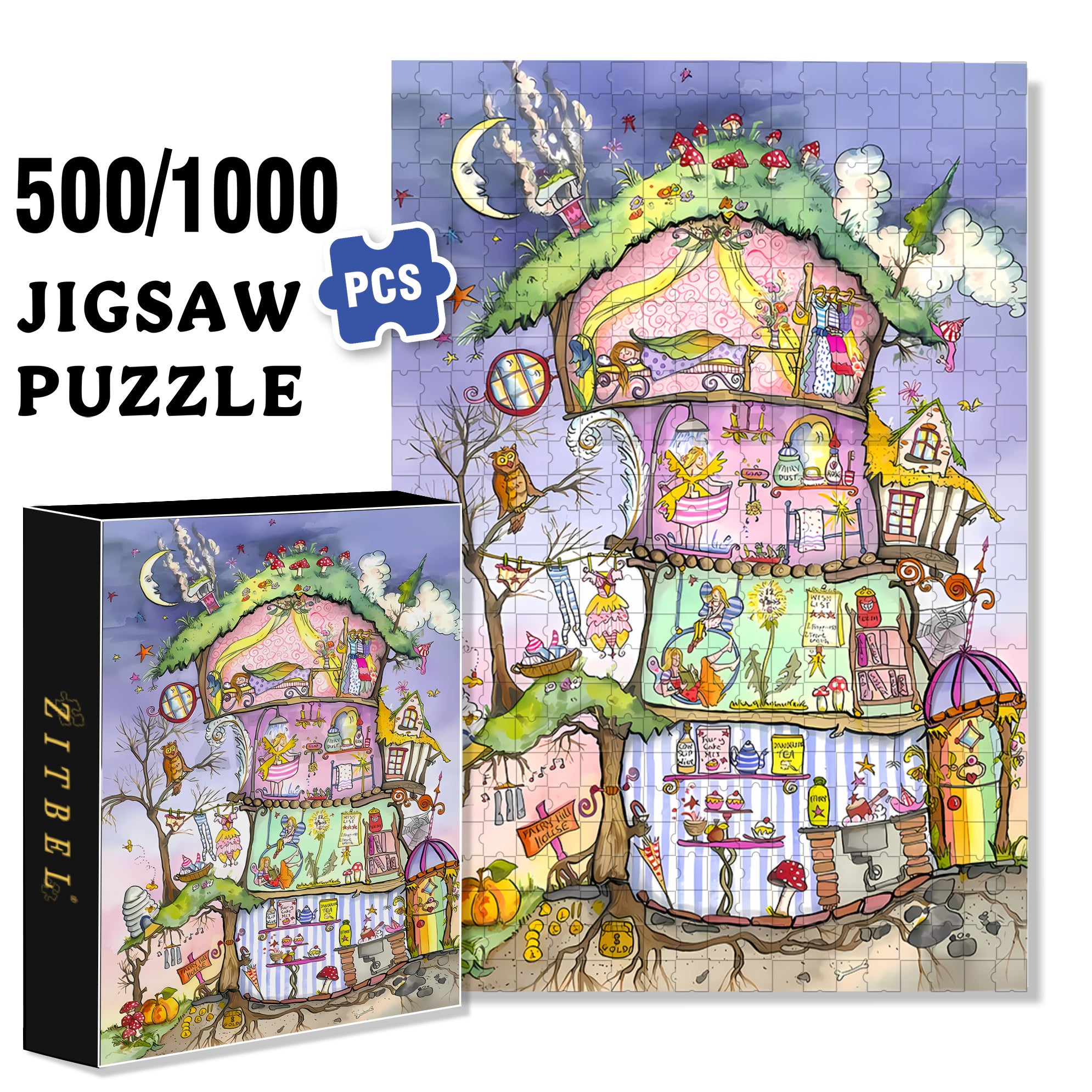 Rising From The Ground 500pcs/1000pcs Jigsaw Puzzle, Scratch-Resistant, Interactive Family Game & Brain-Boosting DIY Decor, Perfect for Halloween, Christmas & New Year Gifts, Family Puzzle Game