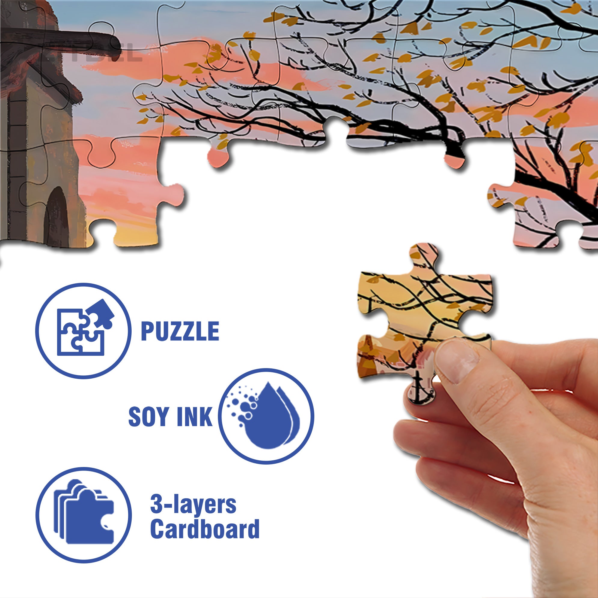 Romantic Sunset 500pcs/1000pcs Jigsaw Puzzle, Scratch-Resistant, Interactive Family Game & Brain-Boosting DIY Decor, Perfect for Halloween, Christmas & New Year Gifts, Family Puzzle Game
