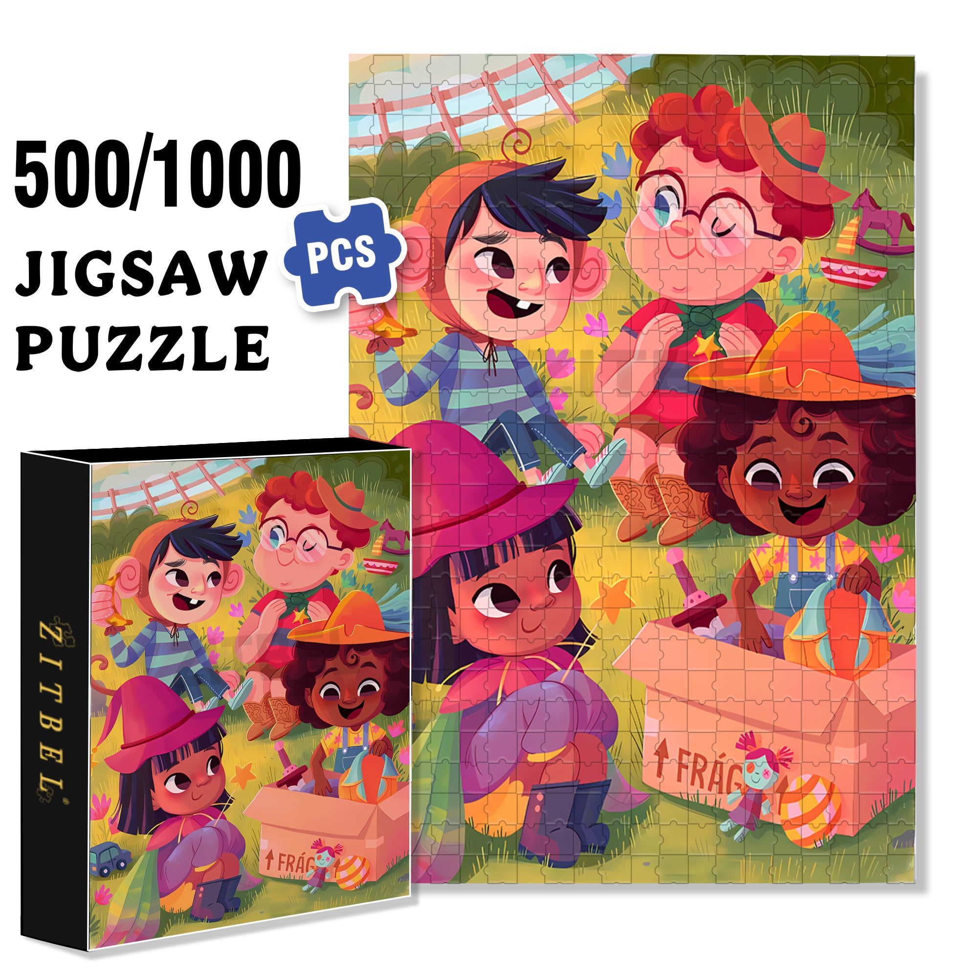 Share Happiness 500pcs/1000pcs Jigsaw Puzzle, Scratch-Resistant, Interactive Family Game & Brain-Boosting DIY Decor, Perfect for Halloween, Christmas & New Year Gifts, Family Puzzle Game