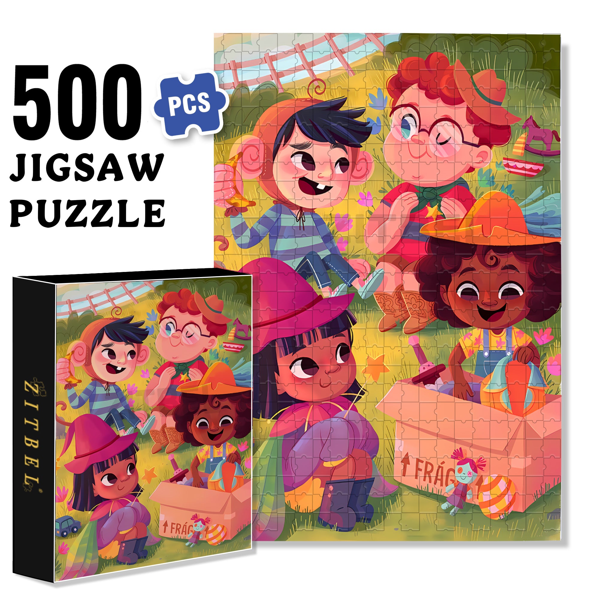Share Happiness 500pcs/1000pcs Jigsaw Puzzle, Scratch-Resistant, Interactive Family Game & Brain-Boosting DIY Decor, Perfect for Halloween, Christmas & New Year Gifts, Family Puzzle Game
