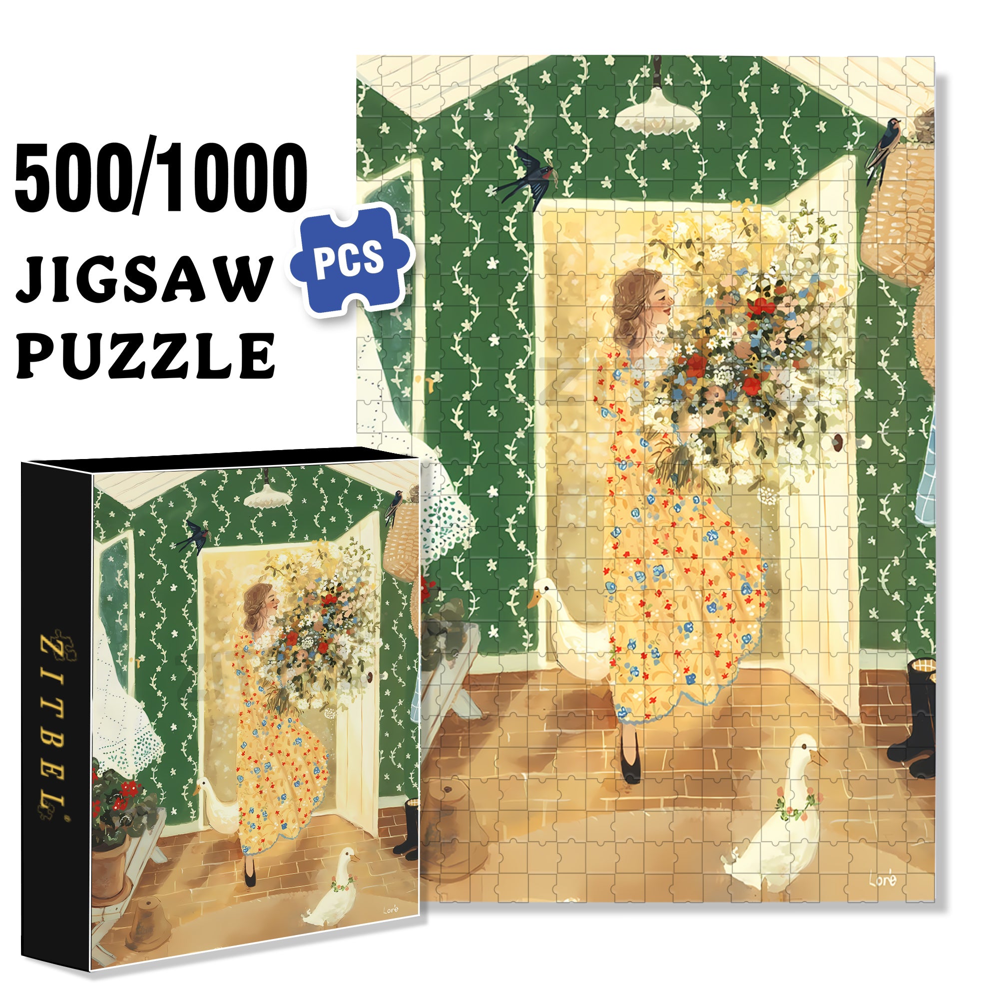 Welcoming in Summer 500pcs/1000pcs Jigsaw Puzzle, Scratch-Resistant, Interactive Family Game & Brain-Boosting DIY Decor, Perfect for Halloween, Christmas & New Year Gifts, Family Puzzle Game