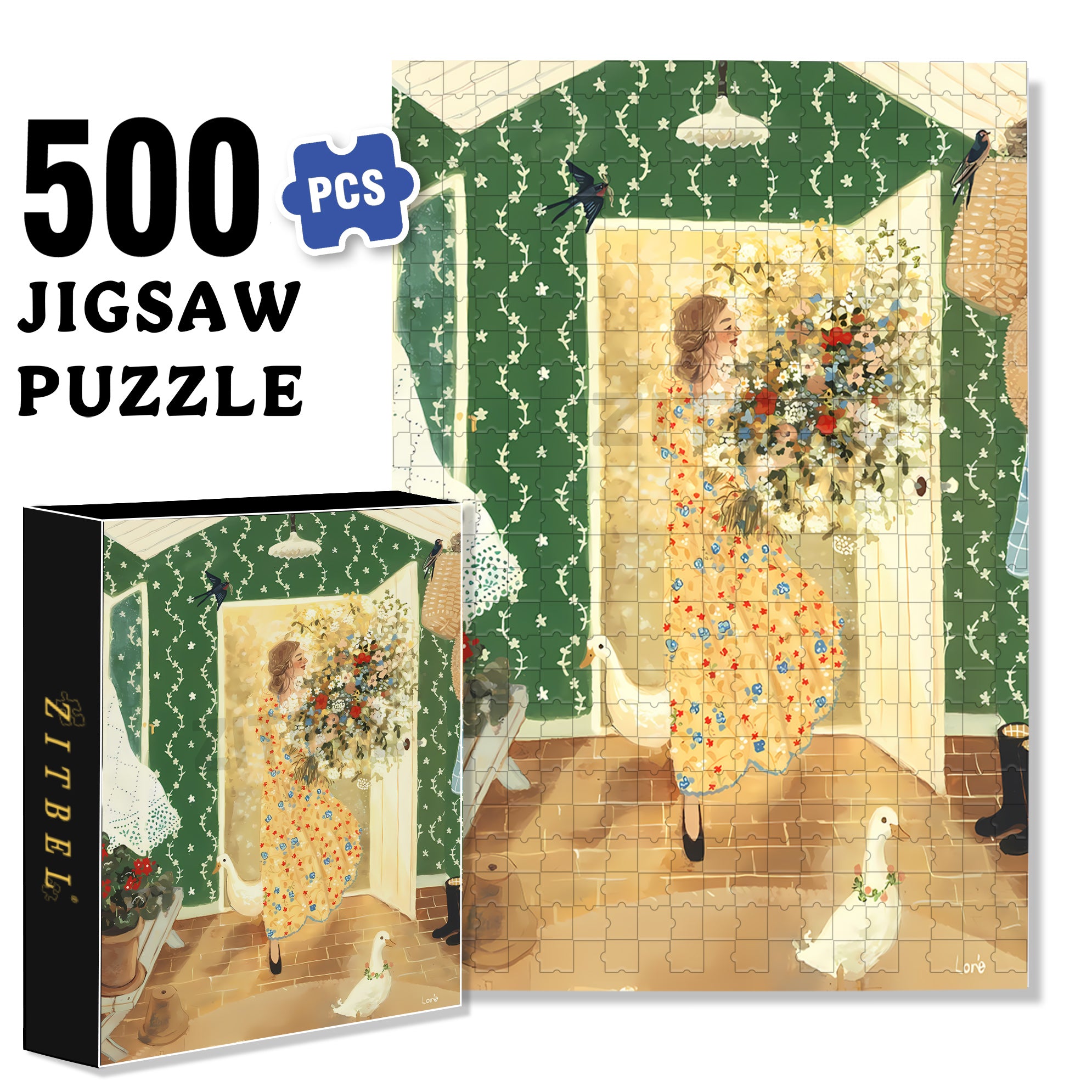 Welcoming in Summer 500pcs/1000pcs Jigsaw Puzzle, Scratch-Resistant, Interactive Family Game & Brain-Boosting DIY Decor, Perfect for Halloween, Christmas & New Year Gifts, Family Puzzle Game