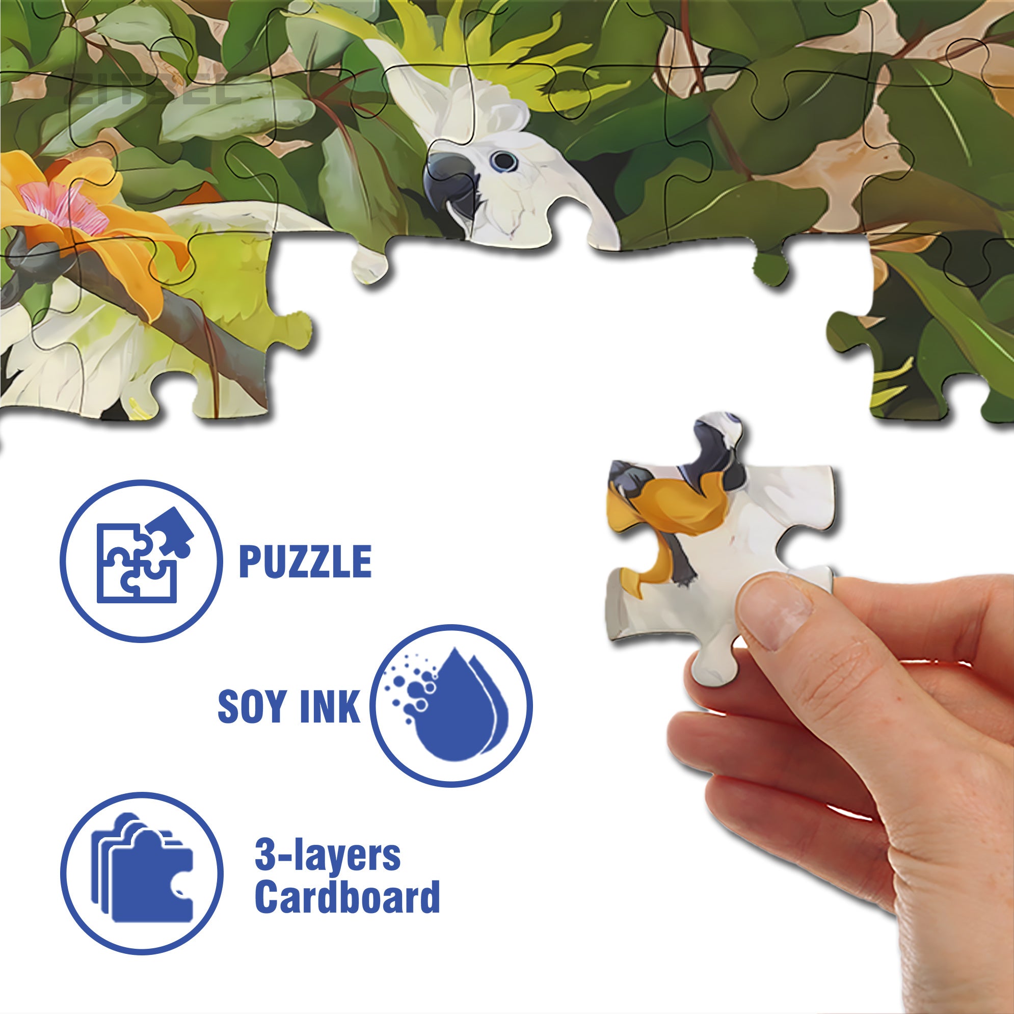 White Parrot 500pcs/1000pcs Jigsaw Puzzle, Scratch-Resistant, Interactive Family Game & Brain-Boosting DIY Decor, Perfect for Halloween, Christmas & New Year Gifts, Family Puzzle Game
