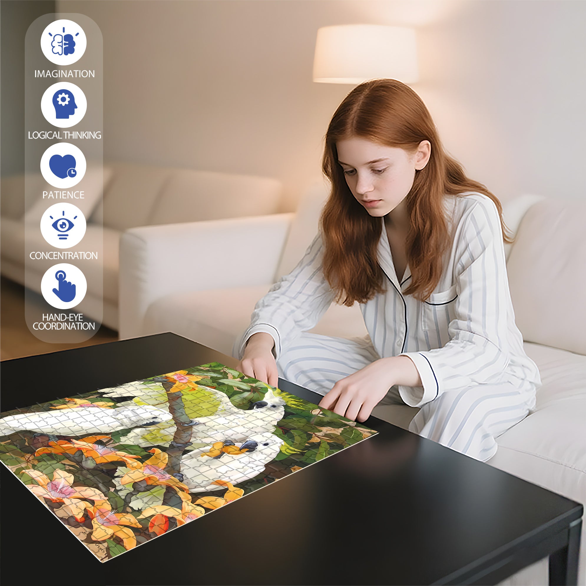 White Parrot 500pcs/1000pcs Jigsaw Puzzle, Scratch-Resistant, Interactive Family Game & Brain-Boosting DIY Decor, Perfect for Halloween, Christmas & New Year Gifts, Family Puzzle Game