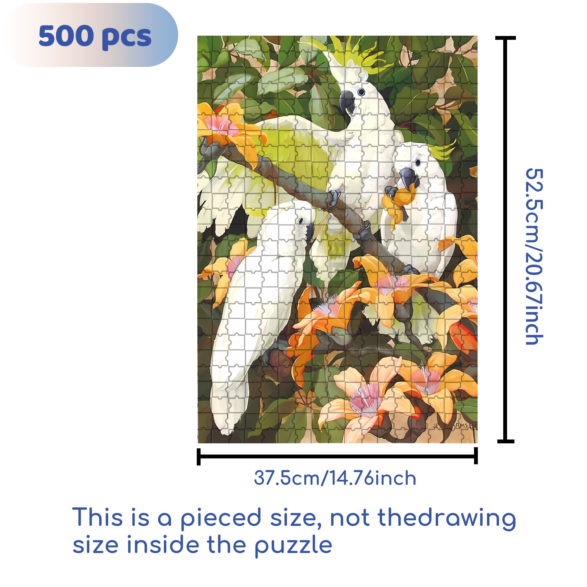 White Parrot 500pcs/1000pcs Jigsaw Puzzle, Scratch-Resistant, Interactive Family Game & Brain-Boosting DIY Decor, Perfect for Halloween, Christmas & New Year Gifts, Family Puzzle Game