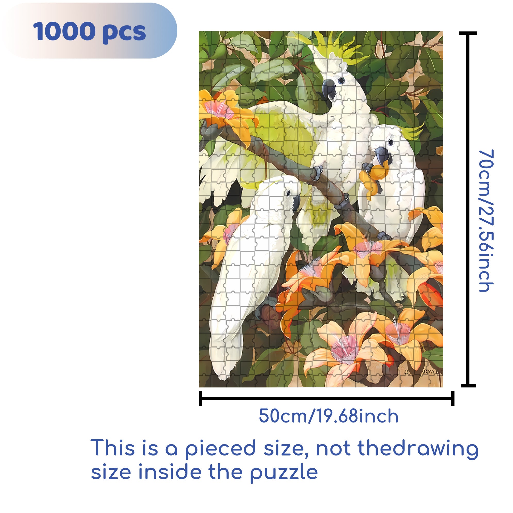 White Parrot 500pcs/1000pcs Jigsaw Puzzle, Scratch-Resistant, Interactive Family Game & Brain-Boosting DIY Decor, Perfect for Halloween, Christmas & New Year Gifts, Family Puzzle Game