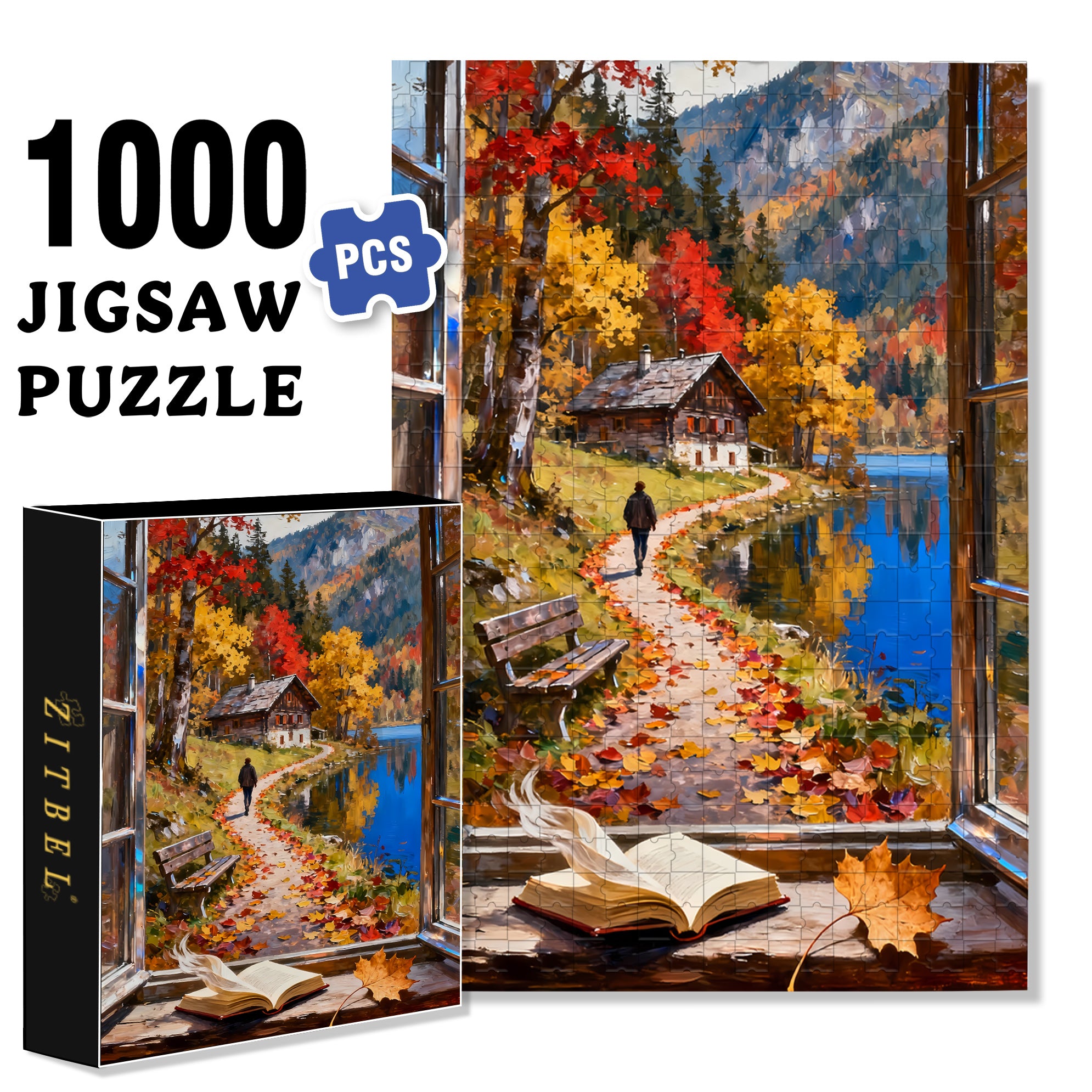 Autumn Leaves 500pcs/1000pcs Jigsaw Puzzle, Scratch-Resistant, Interactive Family Game & Brain-Boosting DIY Decor, Perfect for Halloween, Christmas & New Year Gifts, Family Puzzle Game