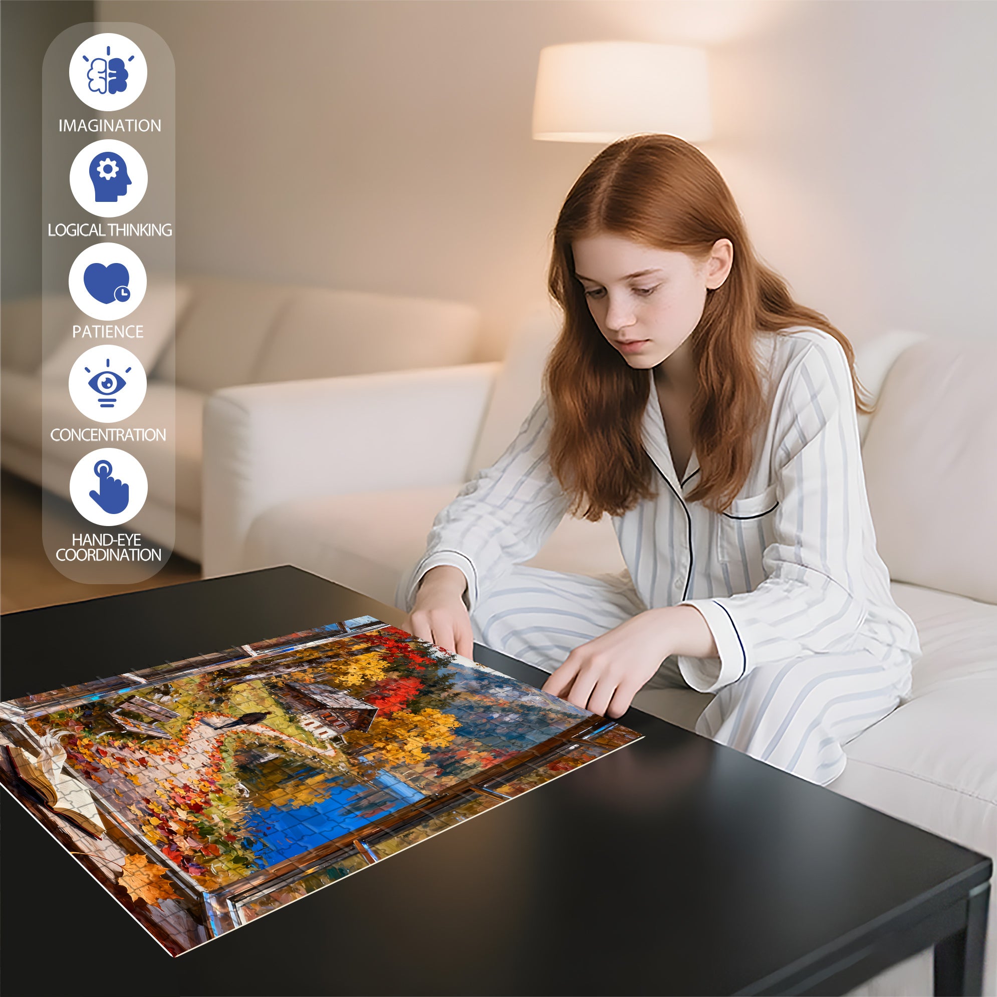 Autumn Leaves 500pcs/1000pcs Jigsaw Puzzle, Scratch-Resistant, Interactive Family Game & Brain-Boosting DIY Decor, Perfect for Halloween, Christmas & New Year Gifts, Family Puzzle Game