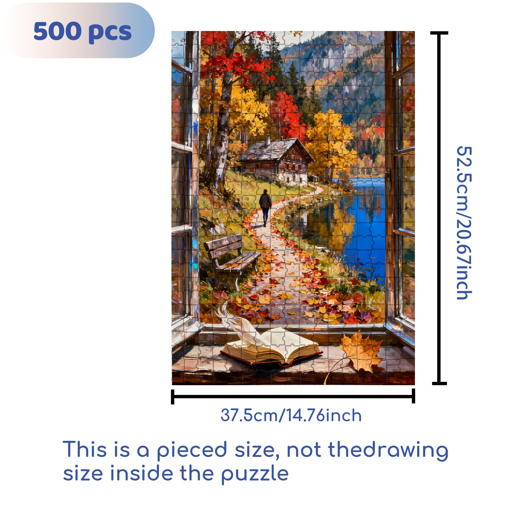 Autumn Leaves 500pcs/1000pcs Jigsaw Puzzle, Scratch-Resistant, Interactive Family Game & Brain-Boosting DIY Decor, Perfect for Halloween, Christmas & New Year Gifts, Family Puzzle Game