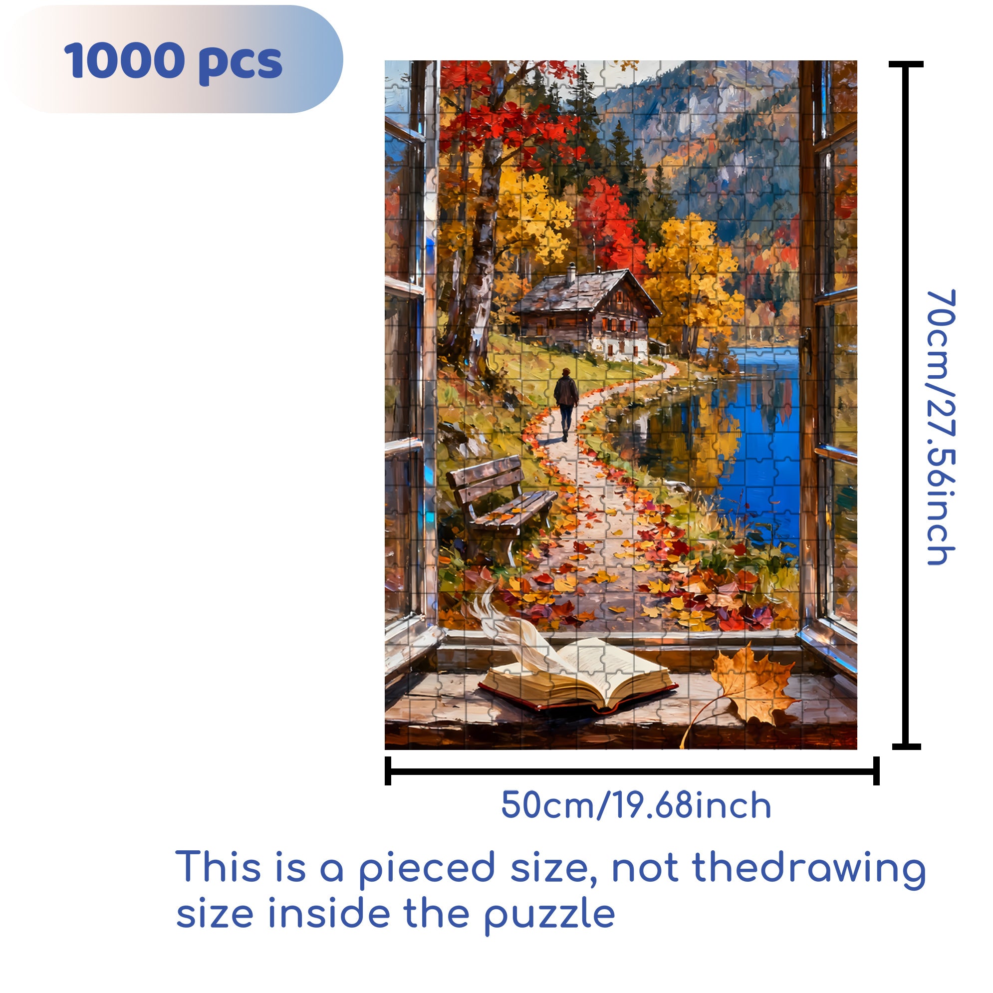 Autumn Leaves 500pcs/1000pcs Jigsaw Puzzle, Scratch-Resistant, Interactive Family Game & Brain-Boosting DIY Decor, Perfect for Halloween, Christmas & New Year Gifts, Family Puzzle Game