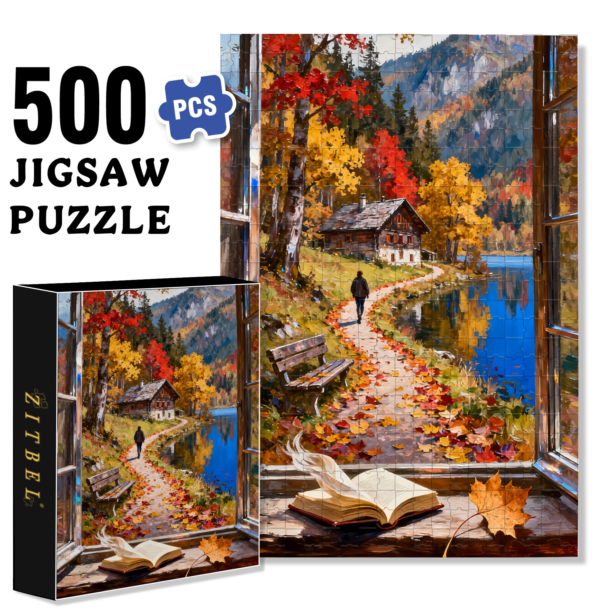 Autumn Leaves 500pcs/1000pcs Jigsaw Puzzle, Scratch-Resistant, Interactive Family Game & Brain-Boosting DIY Decor, Perfect for Halloween, Christmas & New Year Gifts, Family Puzzle Game