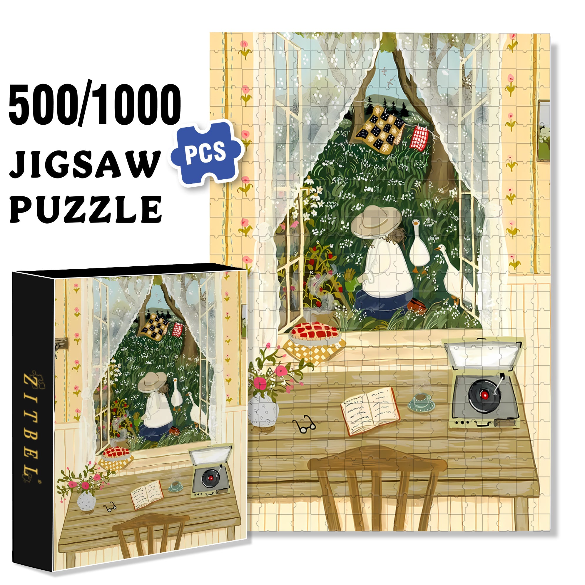 Caring For Plants 500pcs/1000pcs Jigsaw Puzzle, Scratch-Resistant, Interactive Family Game & Brain-Boosting DIY Decor, Perfect for Halloween, Christmas & New Year Gifts, Family Puzzle Game