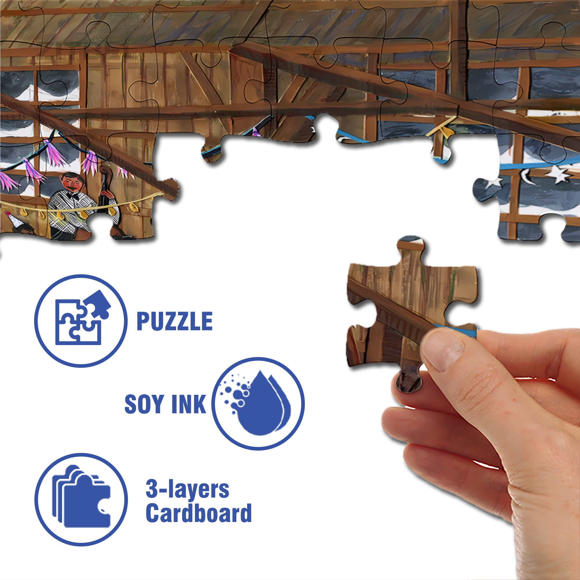 Casablanca Bistro 500pcs/1000pcs Jigsaw Puzzle, Scratch-Resistant, Interactive Family Game & Brain-Boosting DIY Decor, Perfect for Halloween, Christmas & New Year Gifts, Family Puzzle Game