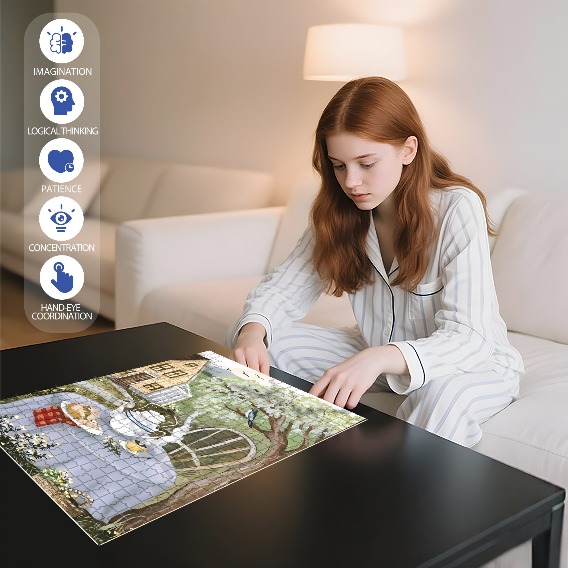 Chamomile Tea 500pcs/1000pcs Jigsaw Puzzle, Scratch-Resistant, Interactive Family Game & Brain-Boosting DIY Decor, Perfect for Halloween, Christmas & New Year Gifts, Family Puzzle Game