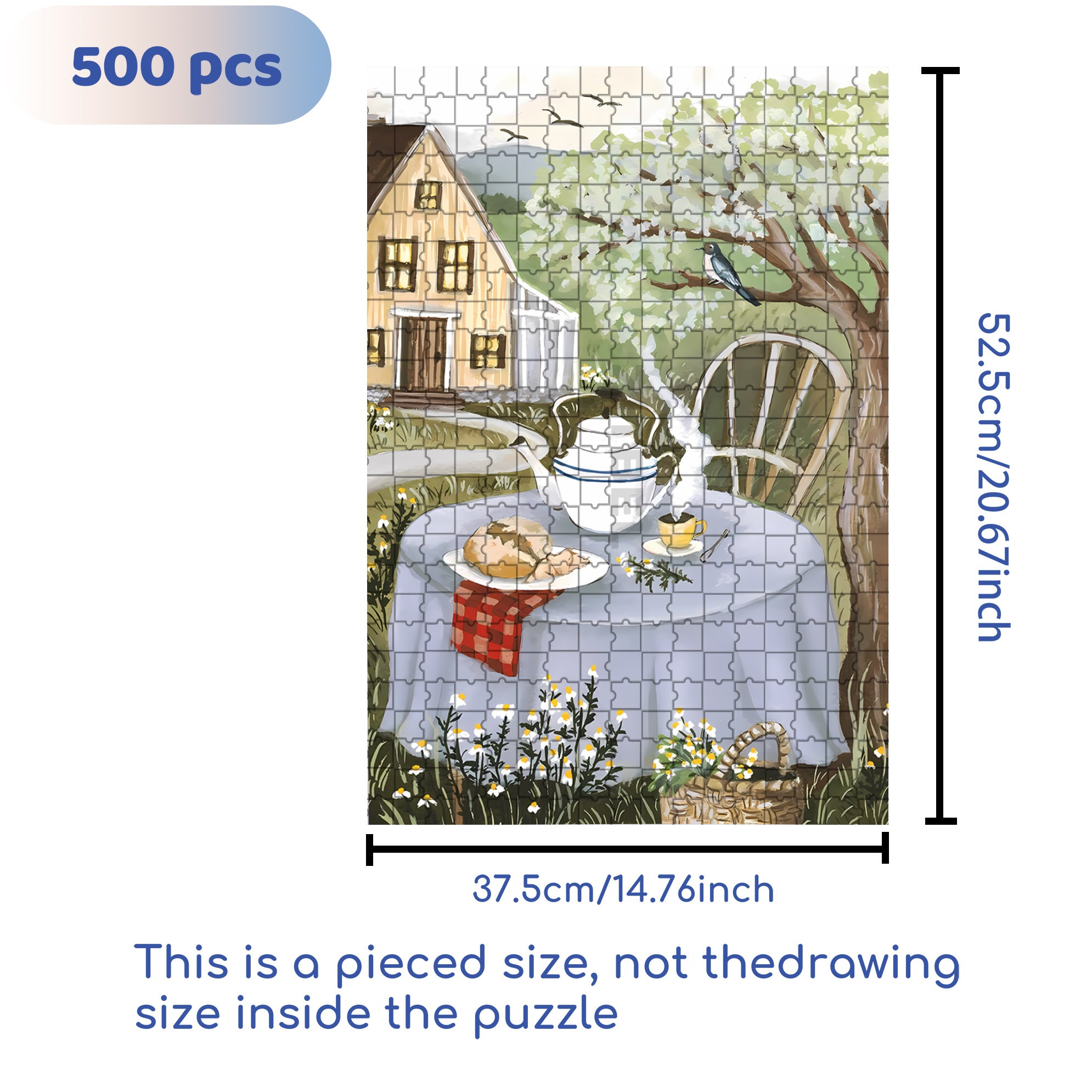 Chamomile Tea 500pcs/1000pcs Jigsaw Puzzle, Scratch-Resistant, Interactive Family Game & Brain-Boosting DIY Decor, Perfect for Halloween, Christmas & New Year Gifts, Family Puzzle Game