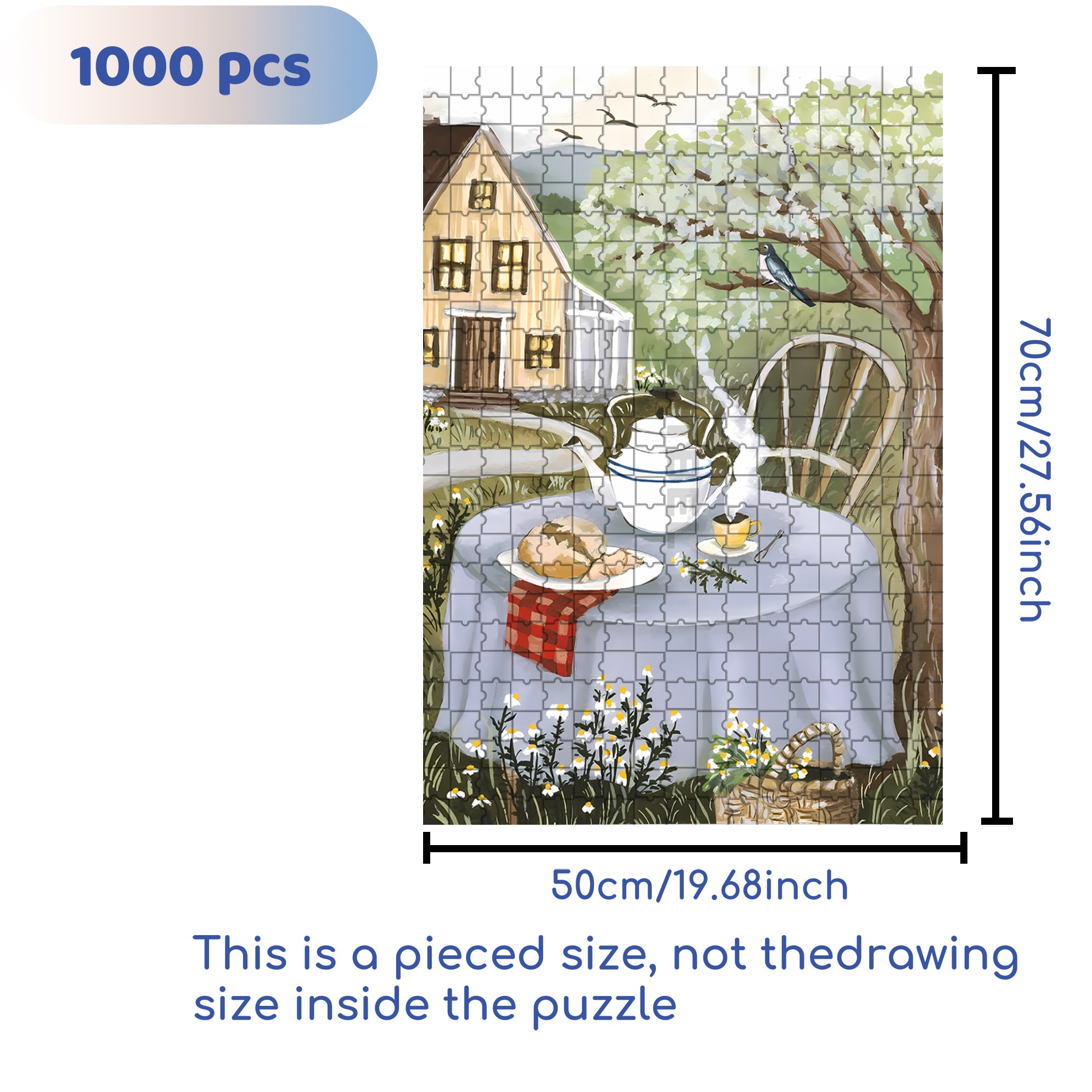 Chamomile Tea 500pcs/1000pcs Jigsaw Puzzle, Scratch-Resistant, Interactive Family Game & Brain-Boosting DIY Decor, Perfect for Halloween, Christmas & New Year Gifts, Family Puzzle Game