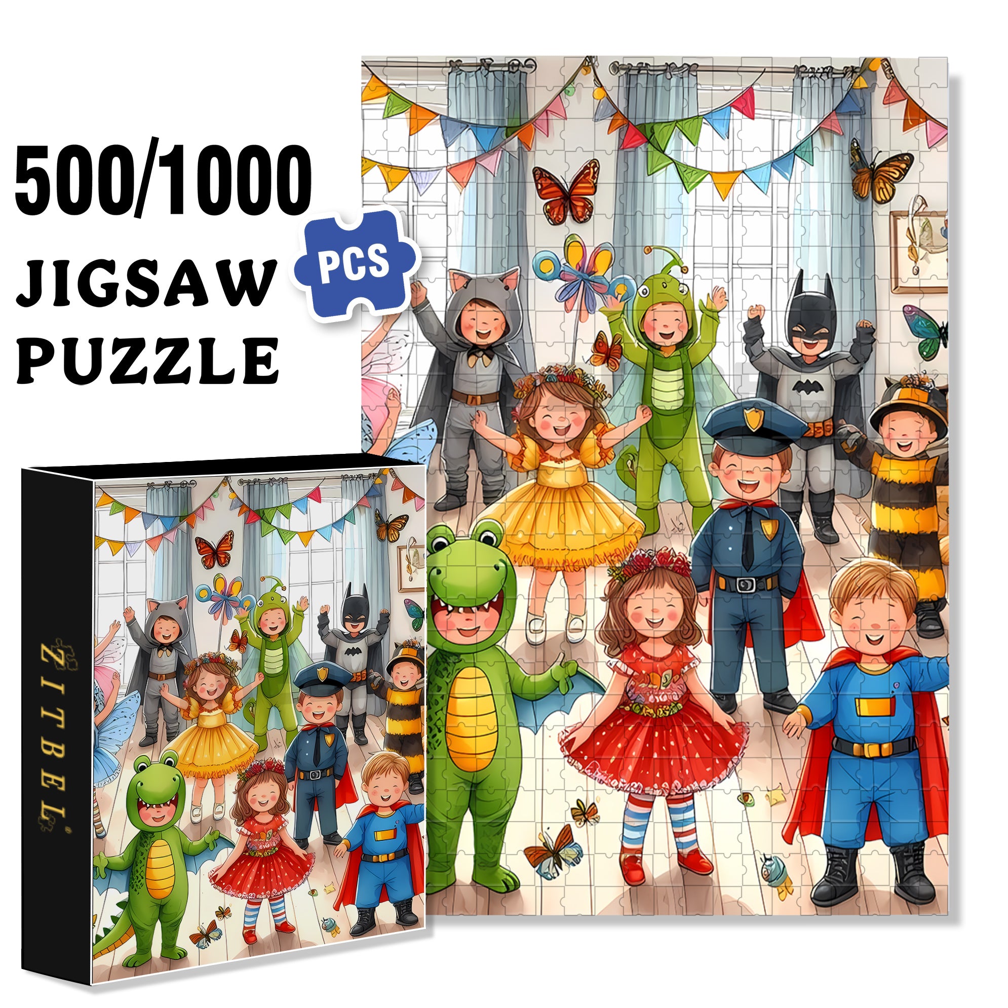 Children's Happy Moments 500pcs/1000pcs Jigsaw Puzzle, Scratch-Resistant, Interactive Family Game & Brain-Boosting DIY Decor, Perfect for Halloween, Christmas & New Year Gifts, Family Puzzle Game