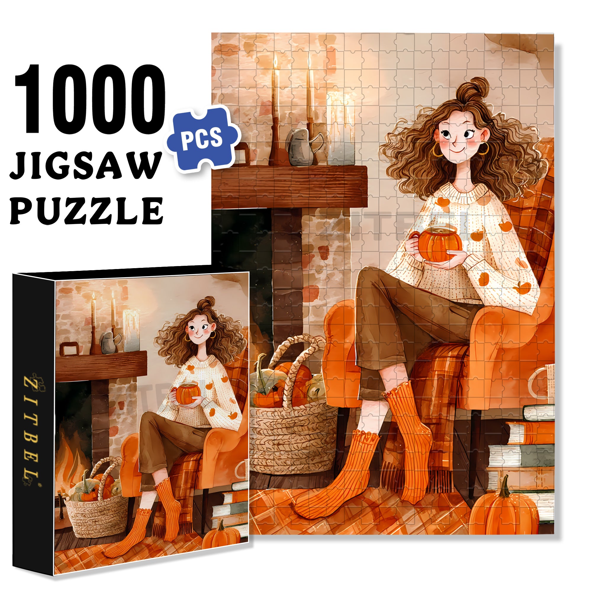 Cozy Autumn Evening 500pcs/1000pcs Jigsaw Puzzle, Scratch-Resistant, Interactive Family Game & Brain-Boosting DIY Decor, Perfect for Halloween, Christmas & New Year Gifts, Family Puzzle Game