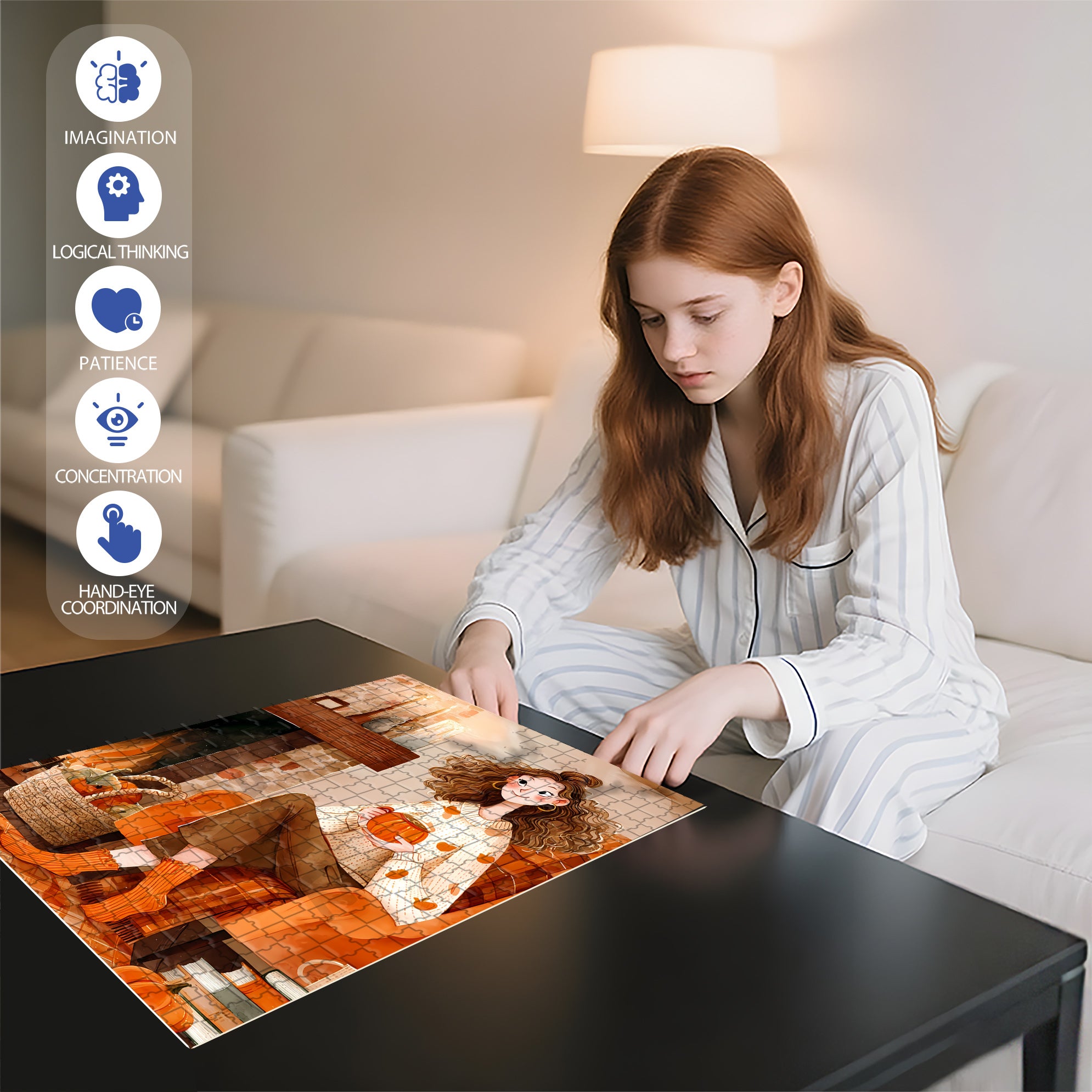 Cozy Autumn Evening 500pcs/1000pcs Jigsaw Puzzle, Scratch-Resistant, Interactive Family Game & Brain-Boosting DIY Decor, Perfect for Halloween, Christmas & New Year Gifts, Family Puzzle Game
