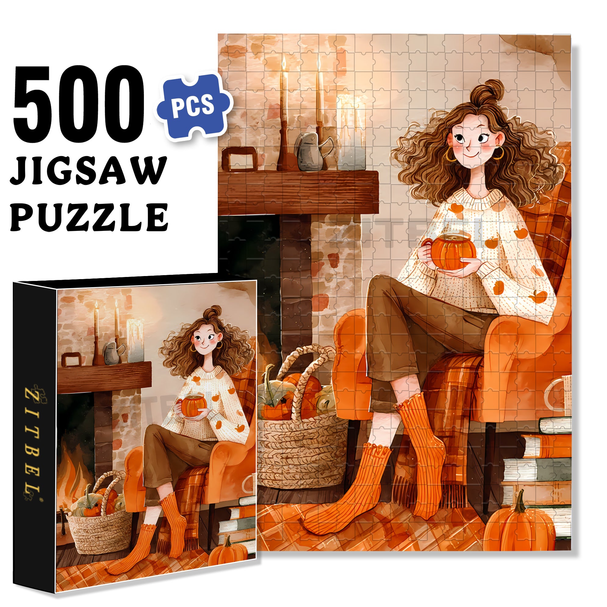 Cozy Autumn Evening 500pcs/1000pcs Jigsaw Puzzle, Scratch-Resistant, Interactive Family Game & Brain-Boosting DIY Decor, Perfect for Halloween, Christmas & New Year Gifts, Family Puzzle Game