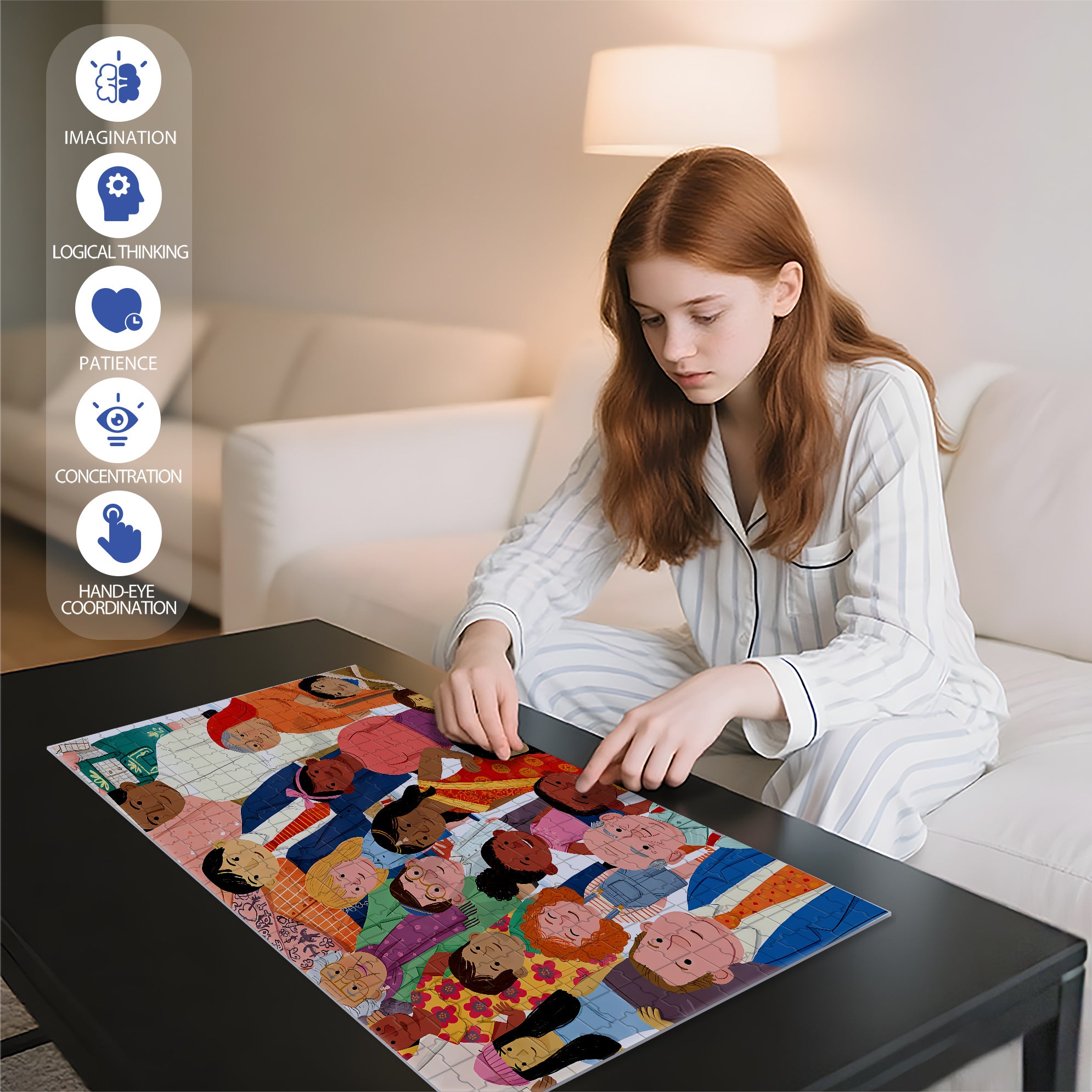Crowd Portrait 500pcs/1000pcs Jigsaw Puzzle, Scratch-Resistant, Interactive Family Game & Brain-Boosting DIY Decor, Perfect for Halloween, Christmas & New Year Gifts, Family Puzzle Game