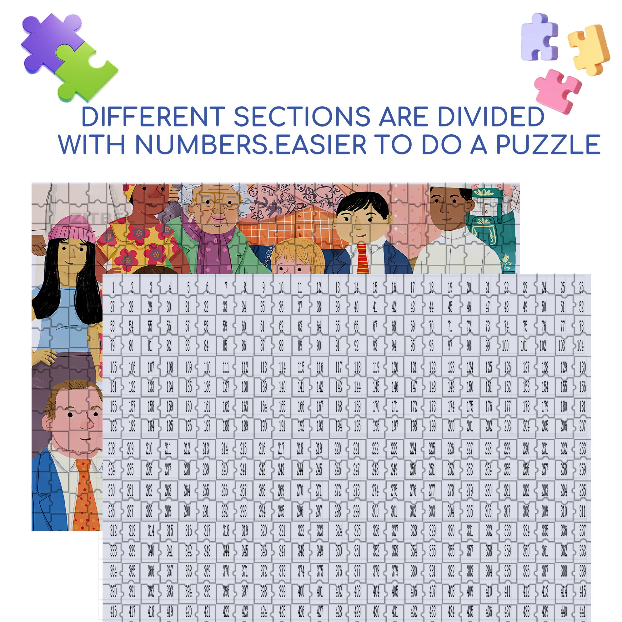 Crowd Portrait 500pcs/1000pcs Jigsaw Puzzle, Scratch-Resistant, Interactive Family Game & Brain-Boosting DIY Decor, Perfect for Halloween, Christmas & New Year Gifts, Family Puzzle Game