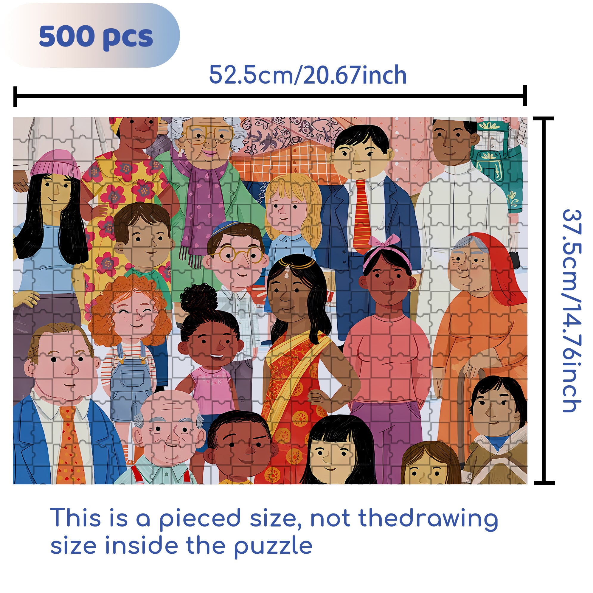 Crowd Portrait 500pcs/1000pcs Jigsaw Puzzle, Scratch-Resistant, Interactive Family Game & Brain-Boosting DIY Decor, Perfect for Halloween, Christmas & New Year Gifts, Family Puzzle Game