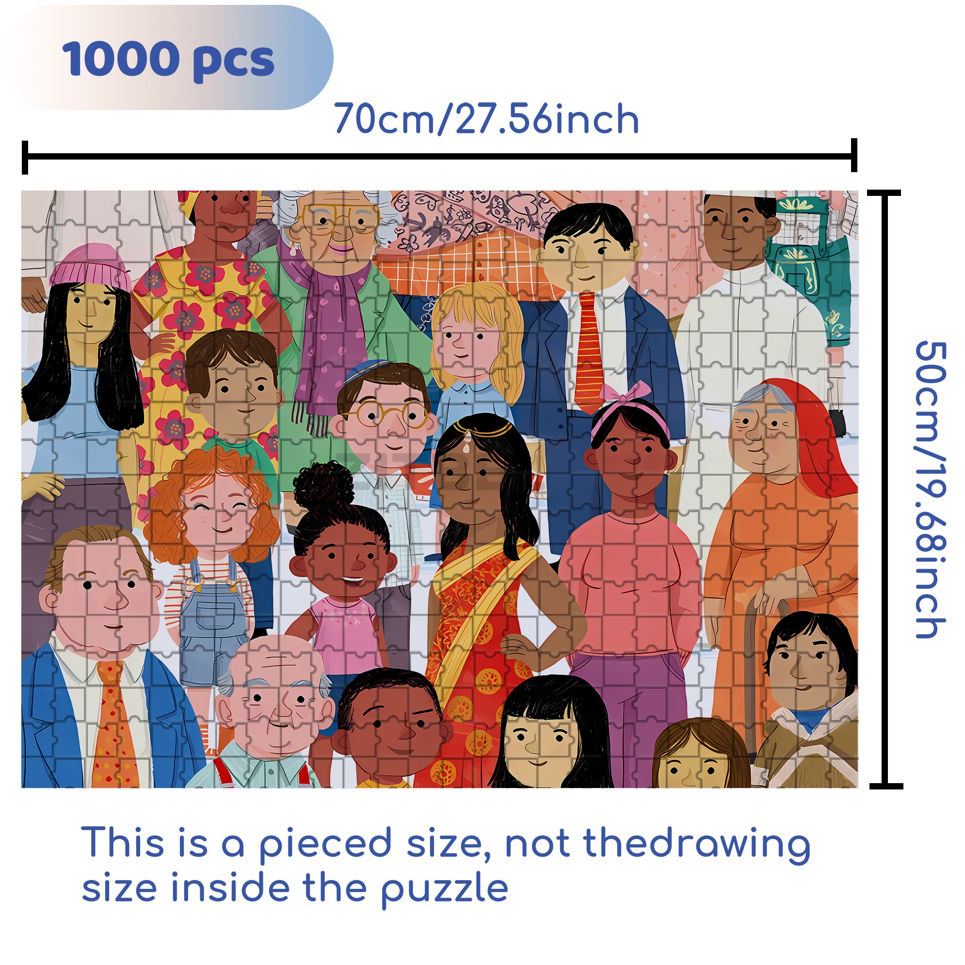 Crowd Portrait 500pcs/1000pcs Jigsaw Puzzle, Scratch-Resistant, Interactive Family Game & Brain-Boosting DIY Decor, Perfect for Halloween, Christmas & New Year Gifts, Family Puzzle Game