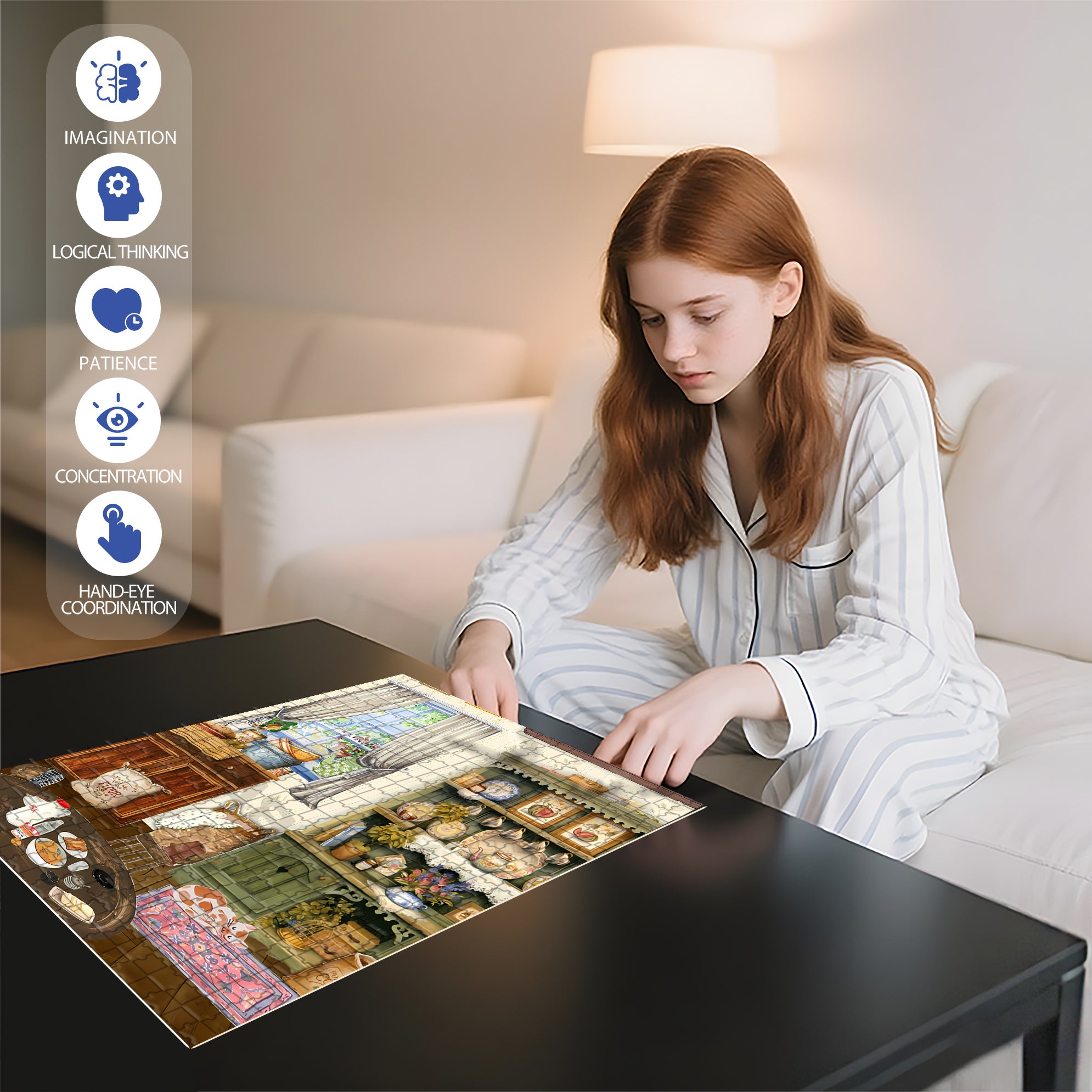 Cutie Little Kitchen 500pcs/1000pcs Jigsaw Puzzle, Scratch-Resistant, Interactive Family Game & Brain-Boosting DIY Decor, Perfect for Halloween, Christmas & New Year Gifts, Family Puzzle Game