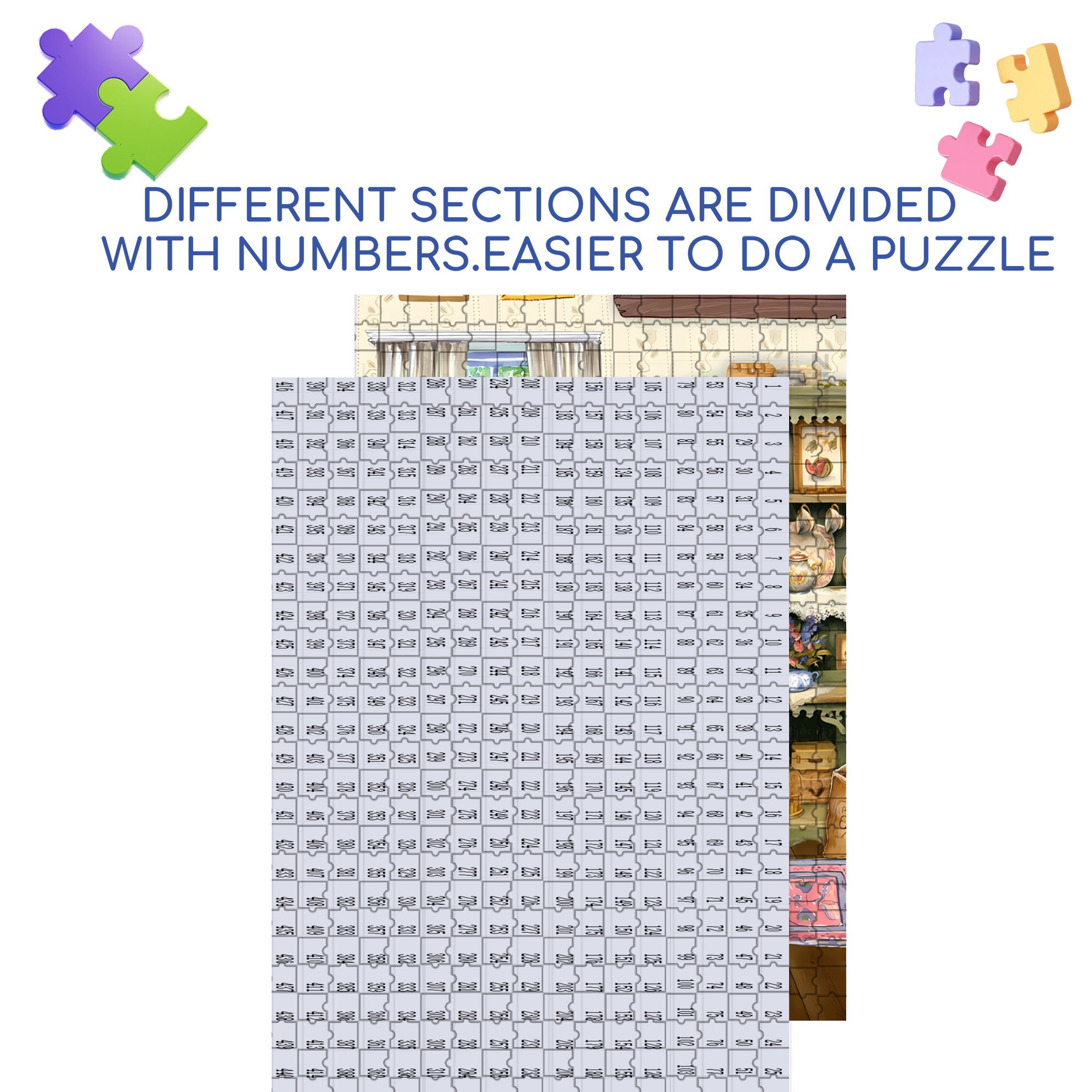 Cutie Little Kitchen 500pcs/1000pcs Jigsaw Puzzle, Scratch-Resistant, Interactive Family Game & Brain-Boosting DIY Decor, Perfect for Halloween, Christmas & New Year Gifts, Family Puzzle Game