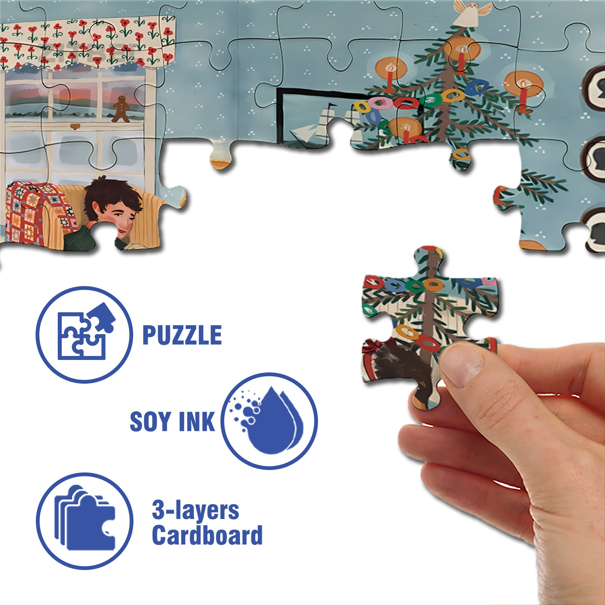 Family on Christmas Morning 500pcs/1000pcs Jigsaw Puzzle, Scratch-Resistant, Interactive Family Game & Brain-Boosting DIY Decor, Perfect for Halloween, Christmas & New Year Gifts, Family Puzzle Game